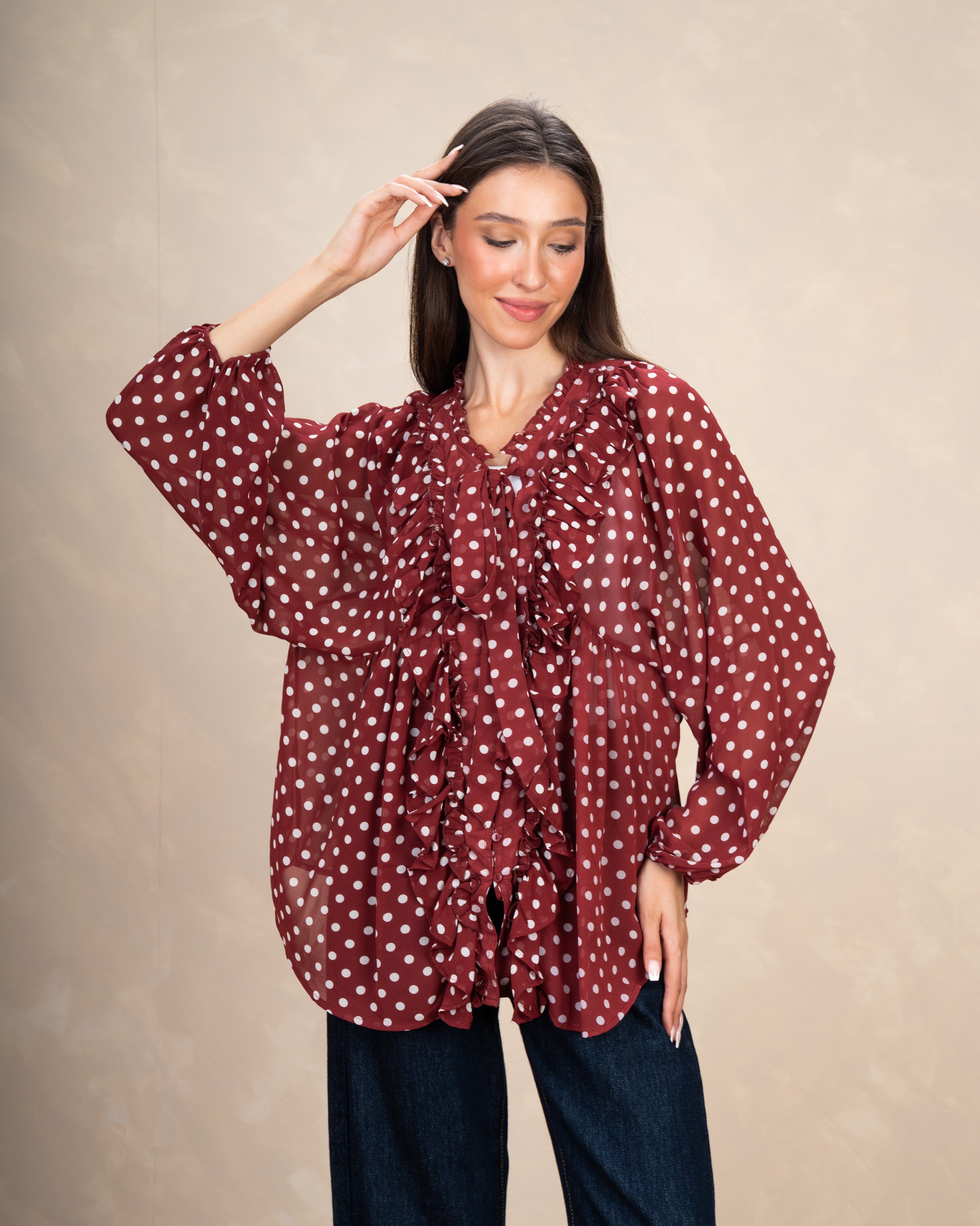 Colorful Mini Polka Dot Blouse