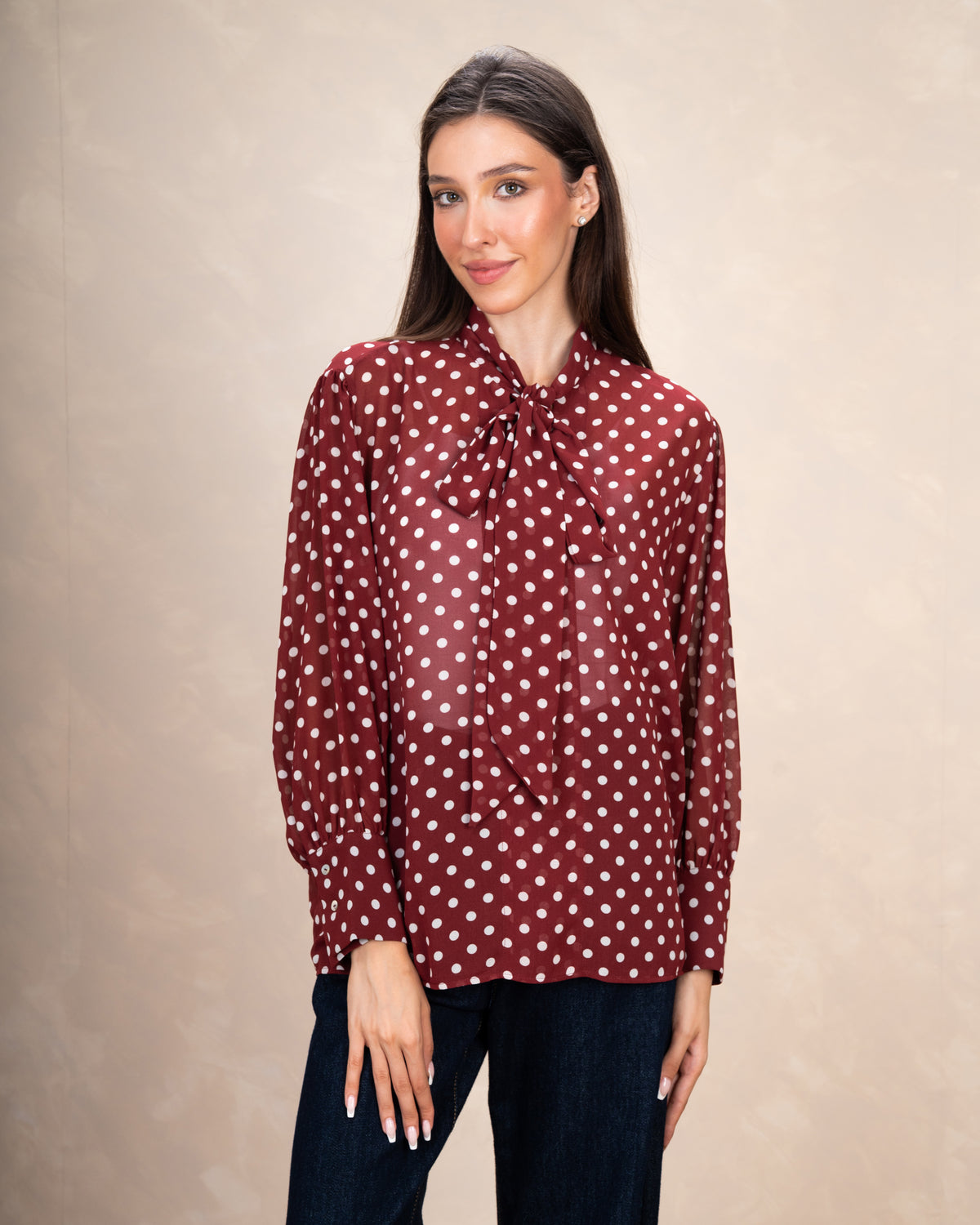 Floral blouse with a drawstring