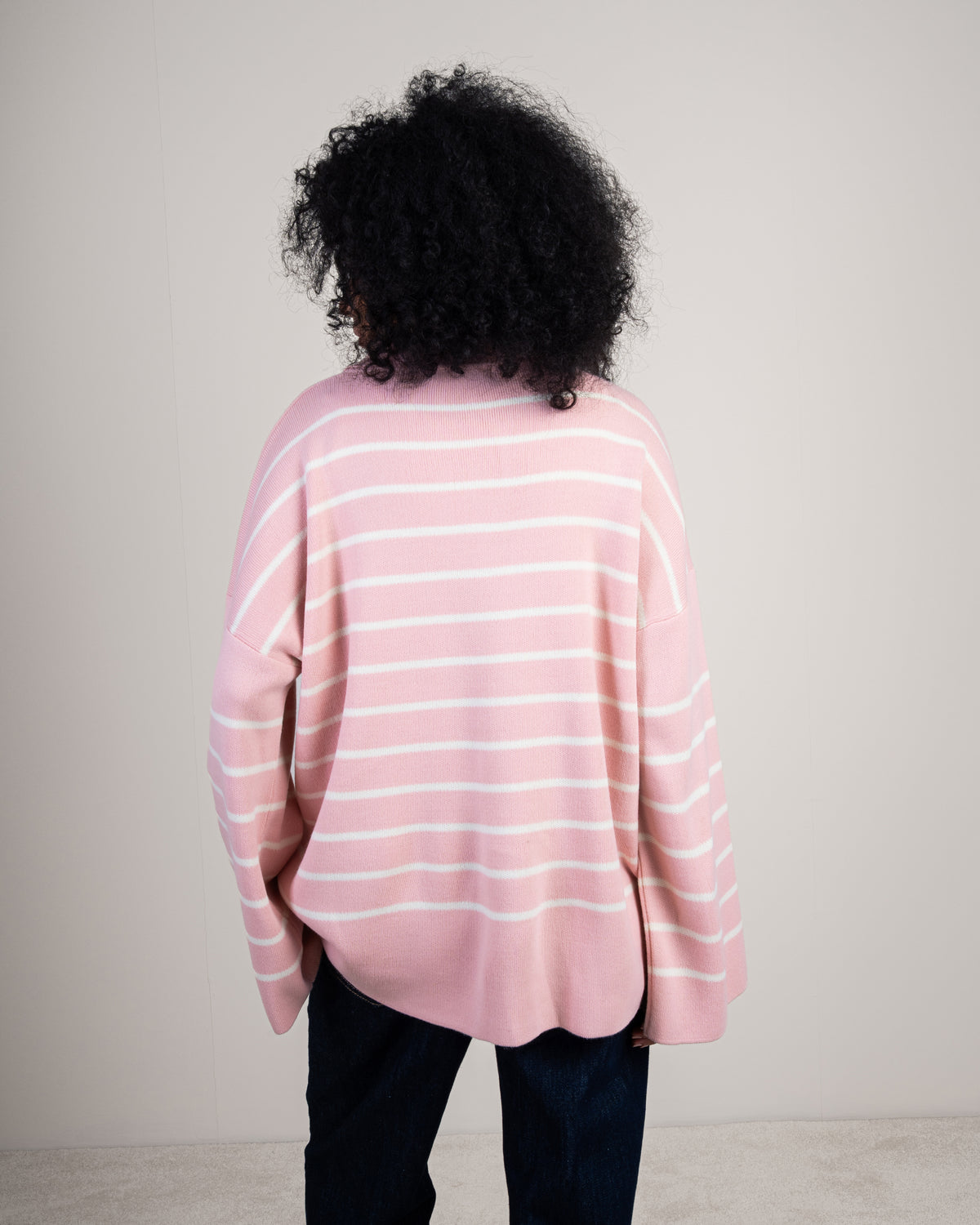 Striped Knitwear Pullover - With Long Collar