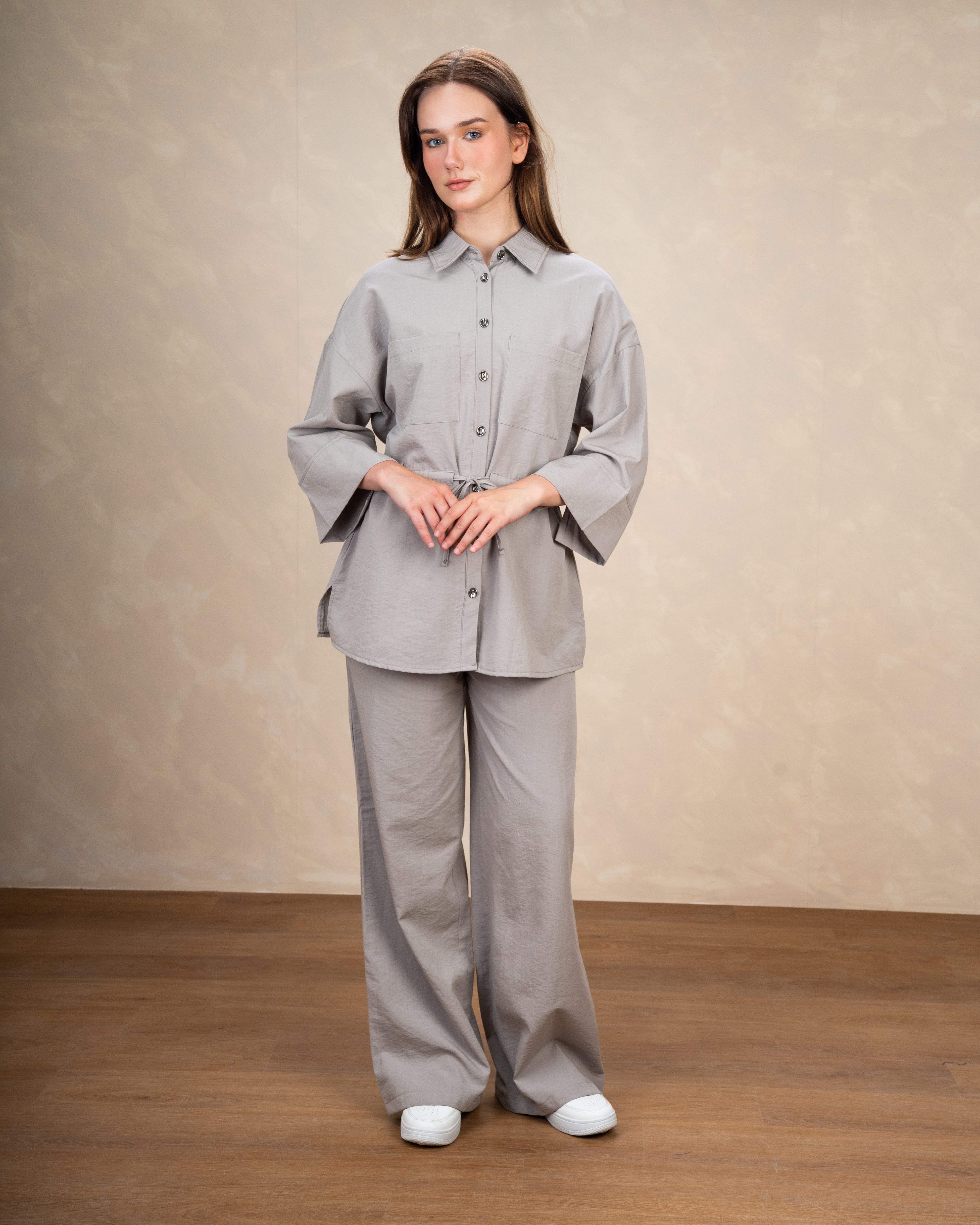 Long Linen Shirt With Waist Belt