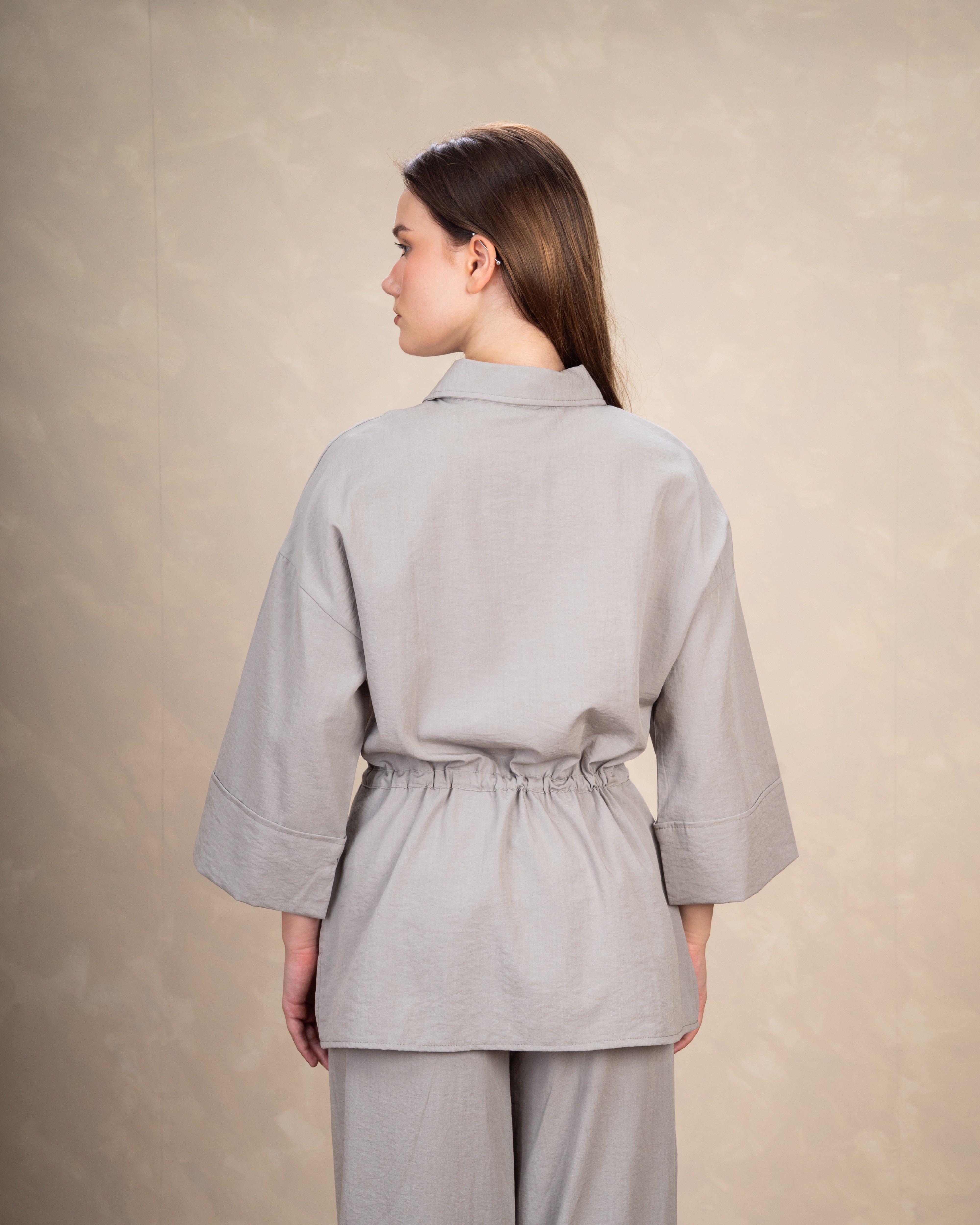 Long Linen Shirt With Waist Belt