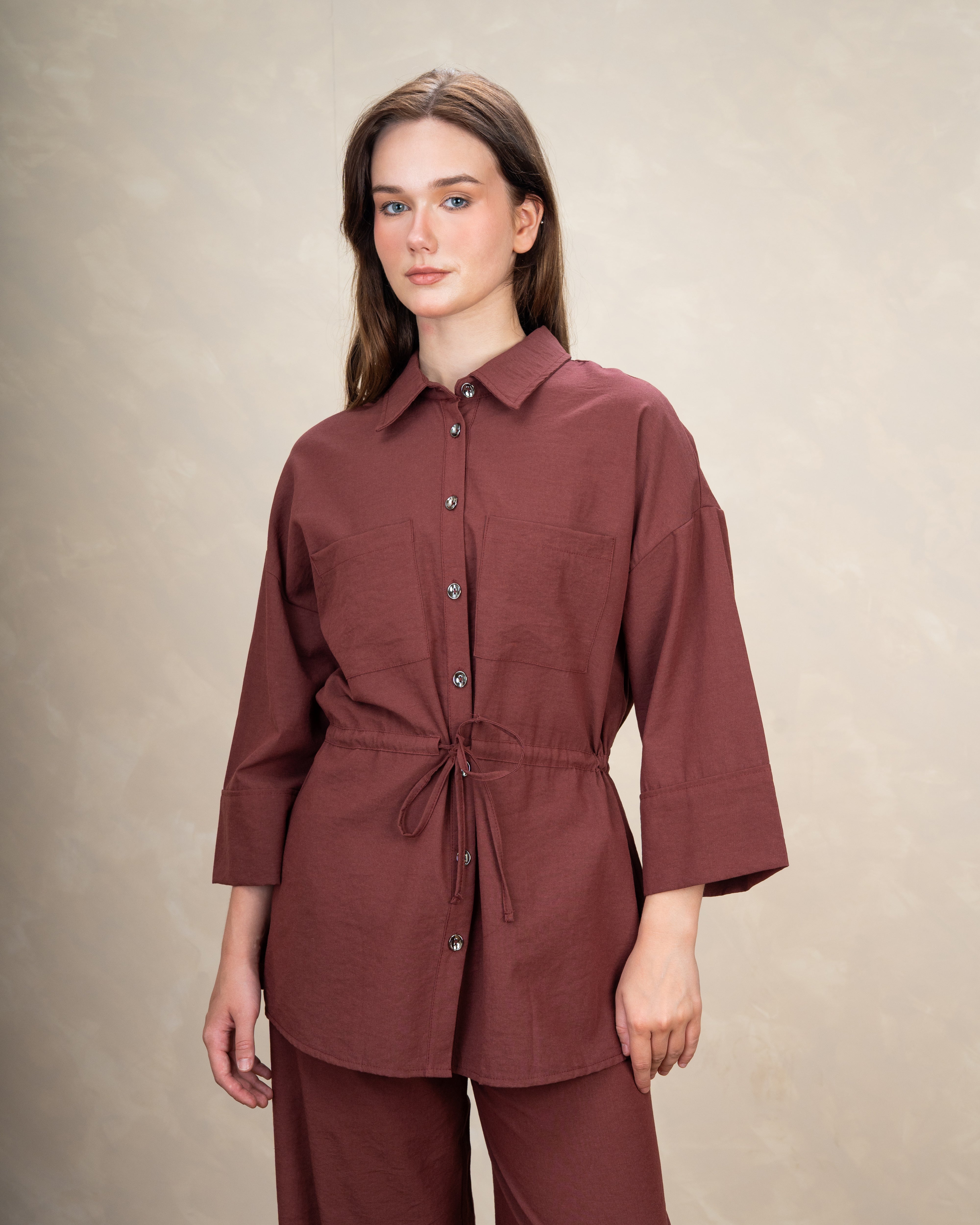 Long Linen Shirt With Waist Belt