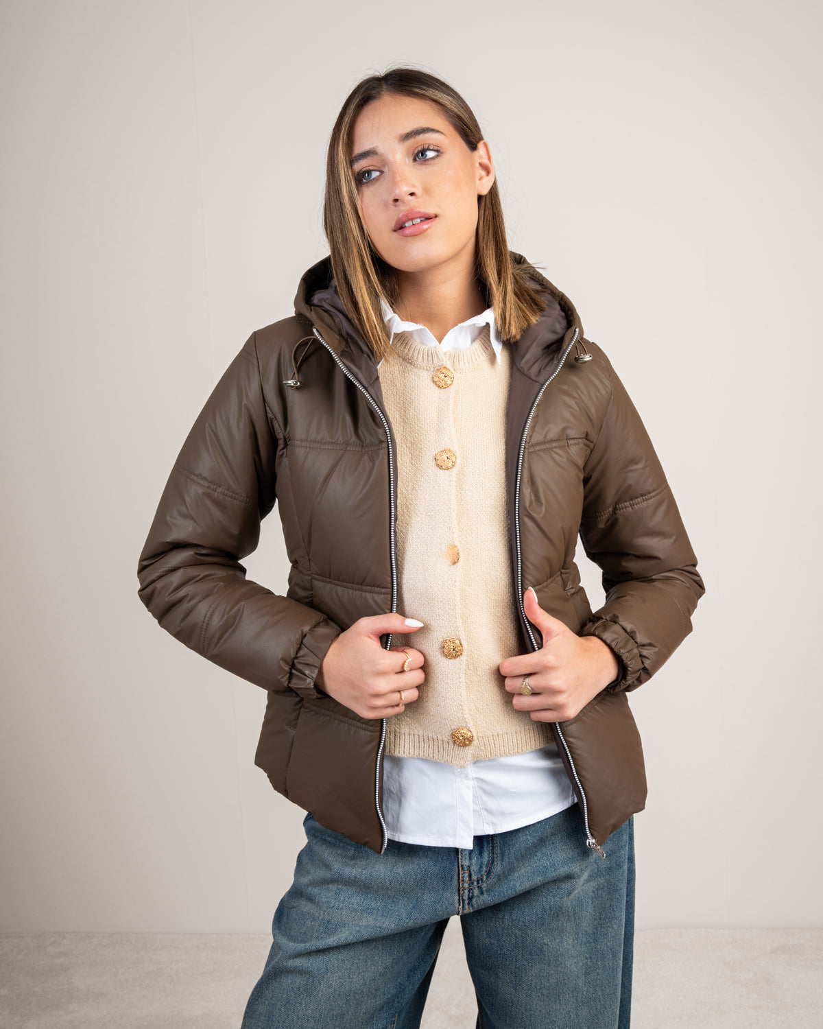 Plain Quilted Leather Jacket