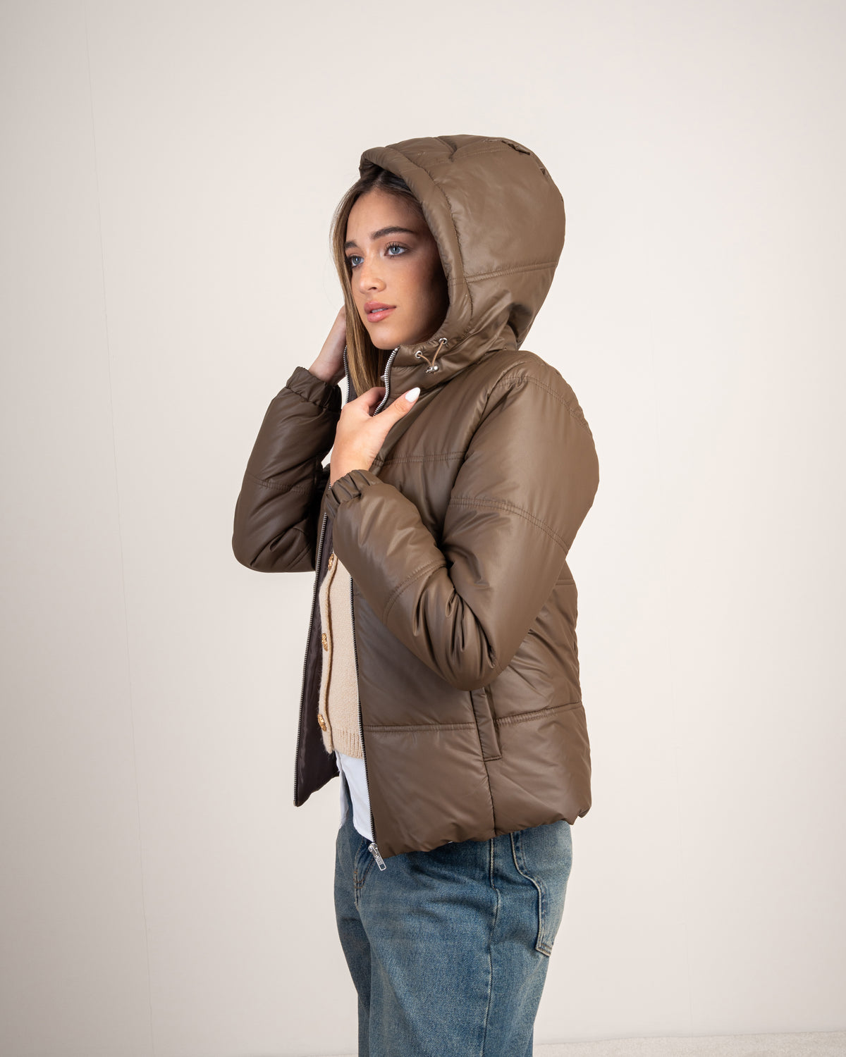 Plain Quilted Leather Jacket