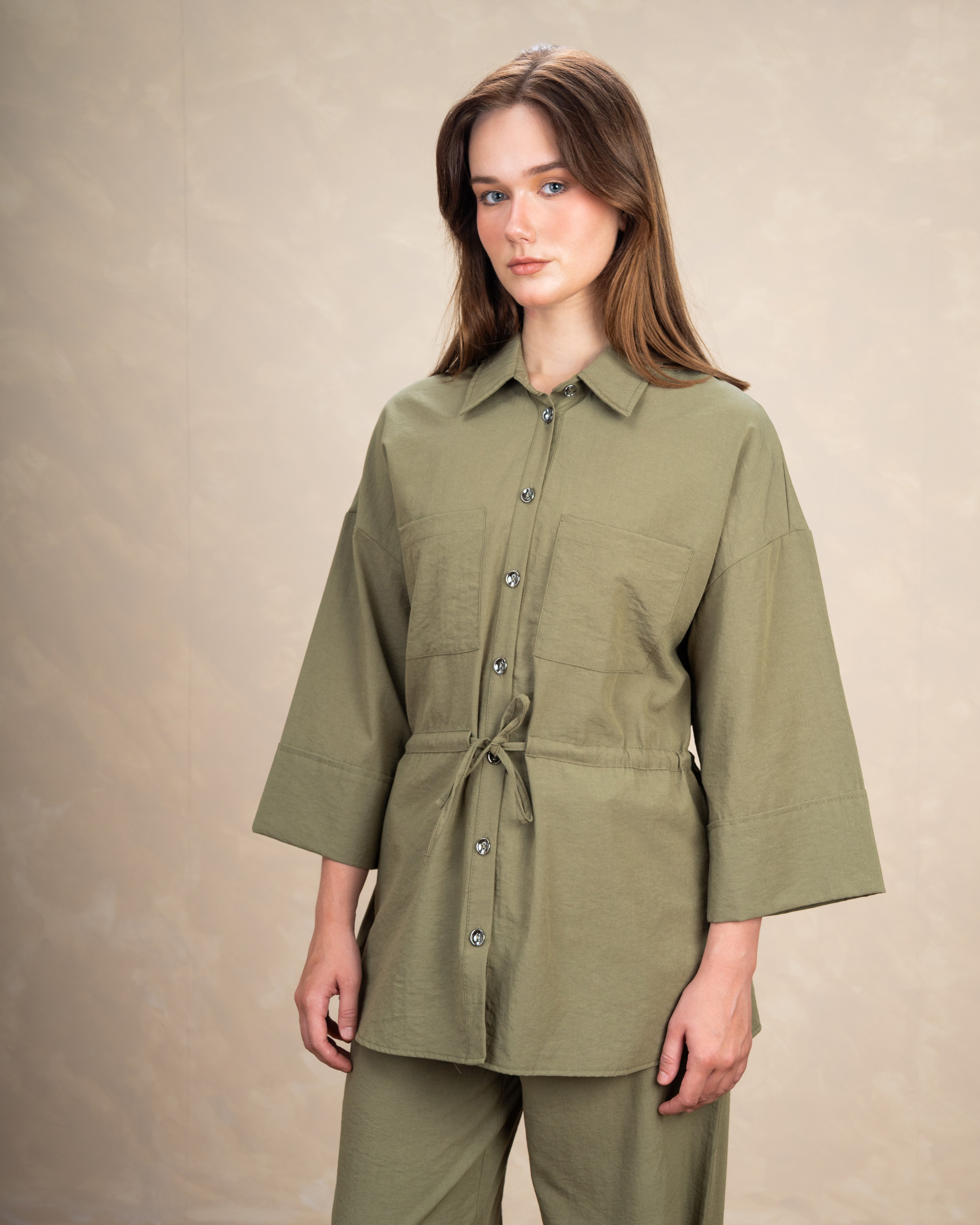 Long Linen Shirt With Waist Belt