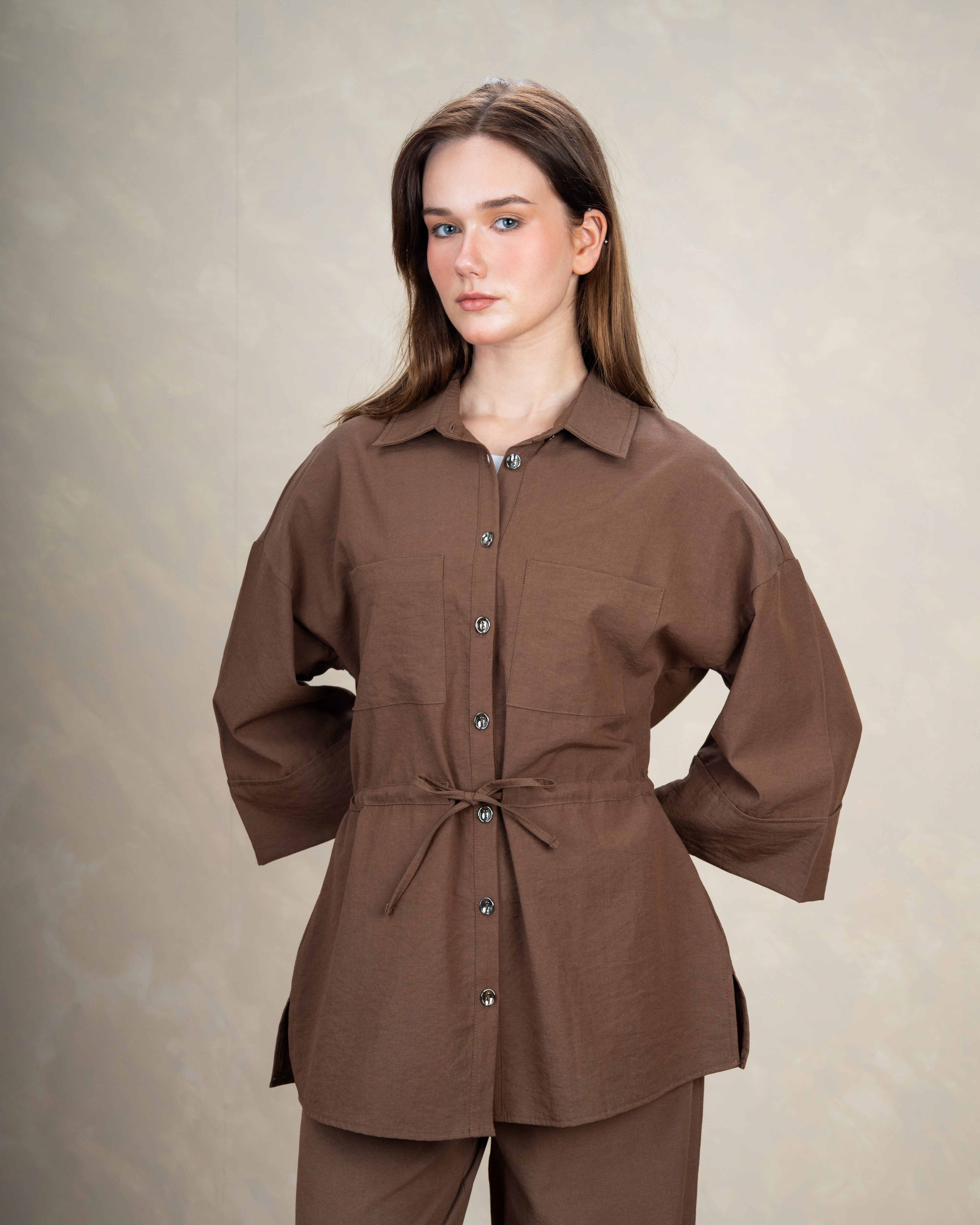 Long Linen Shirt With Waist Belt
