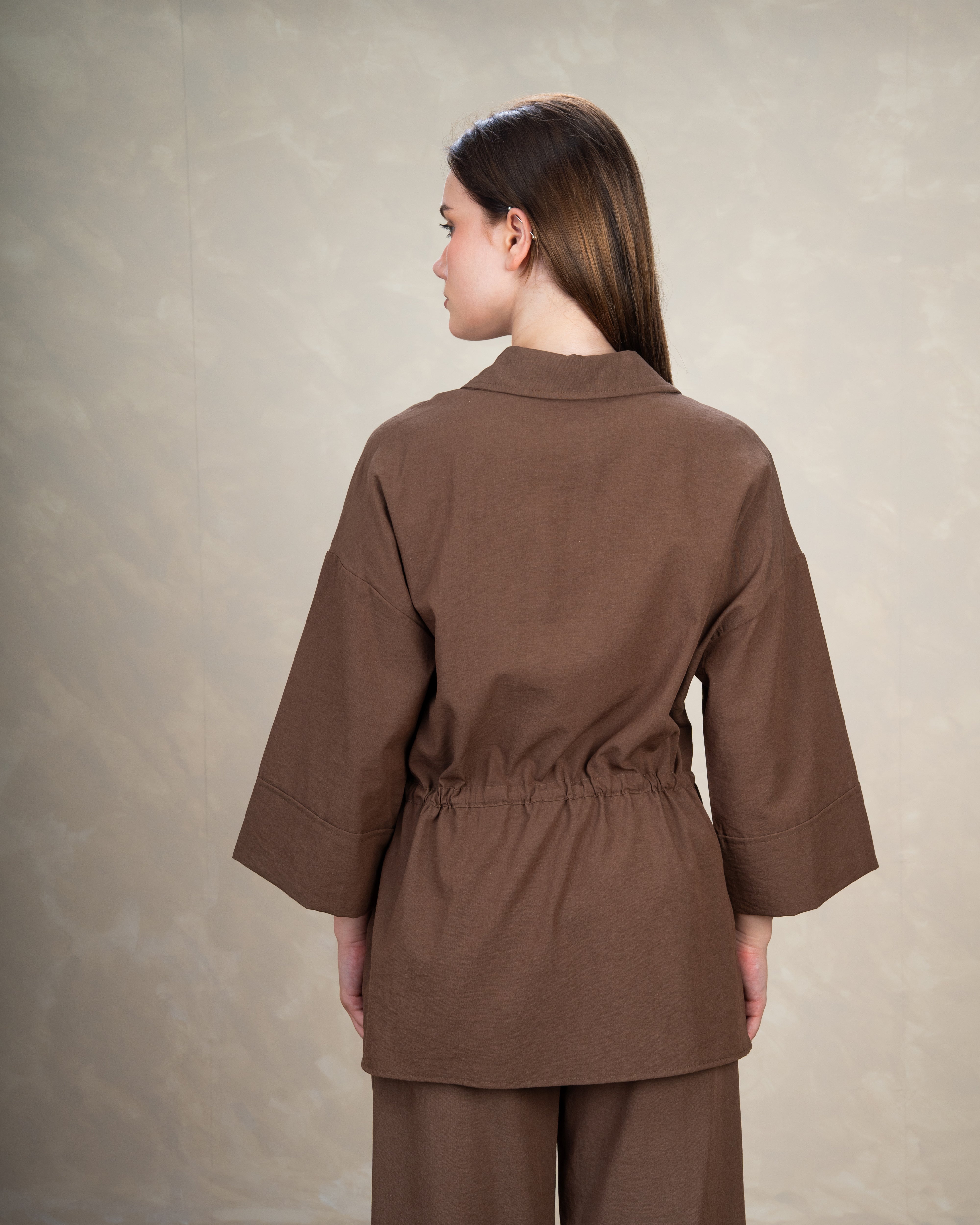 Long Linen Shirt With Waist Belt