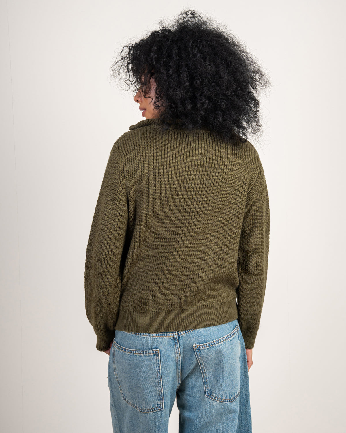 Cropped Knitwear Pullover - With Zip Neck