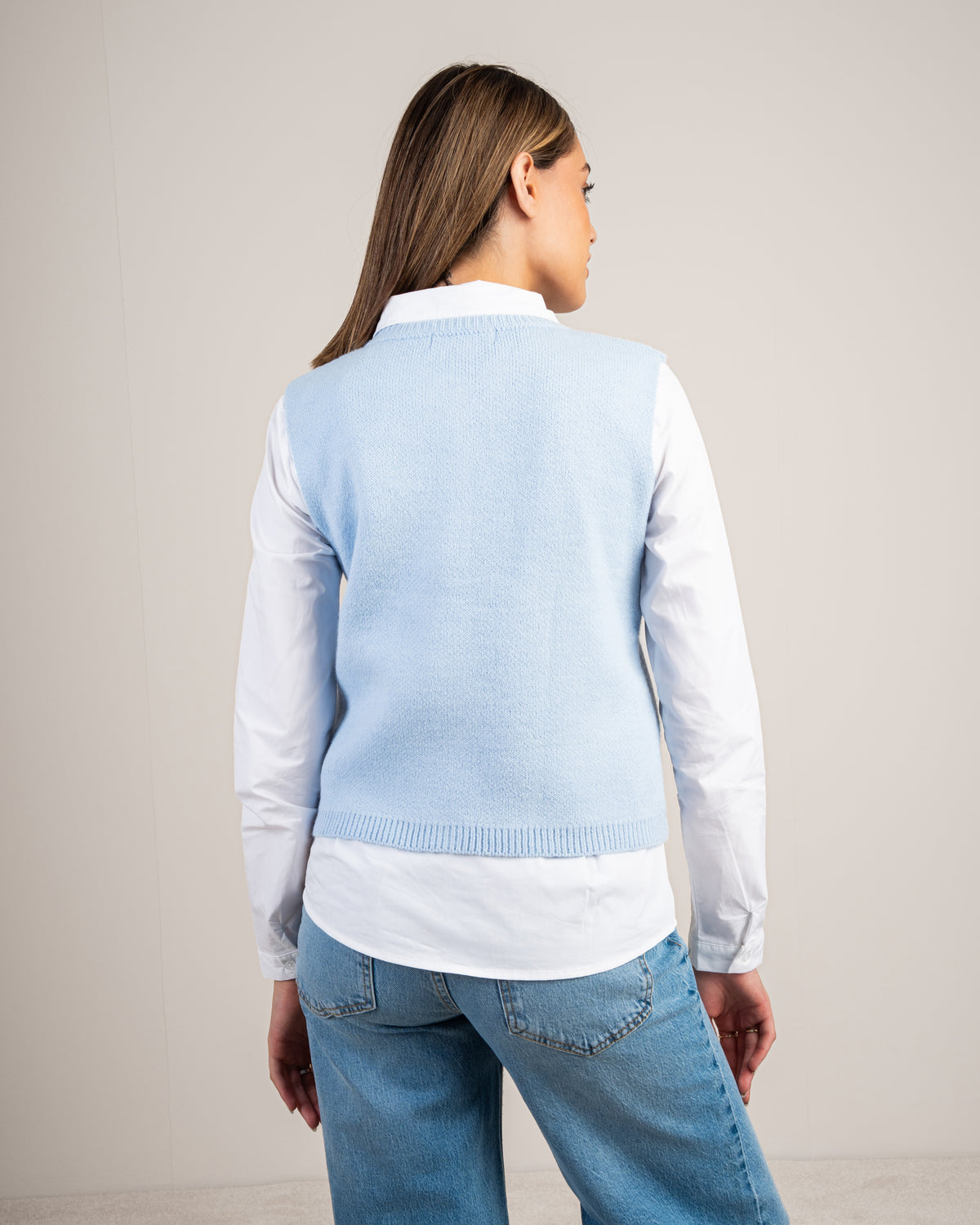Gold Button Cropped Knitwear Vest