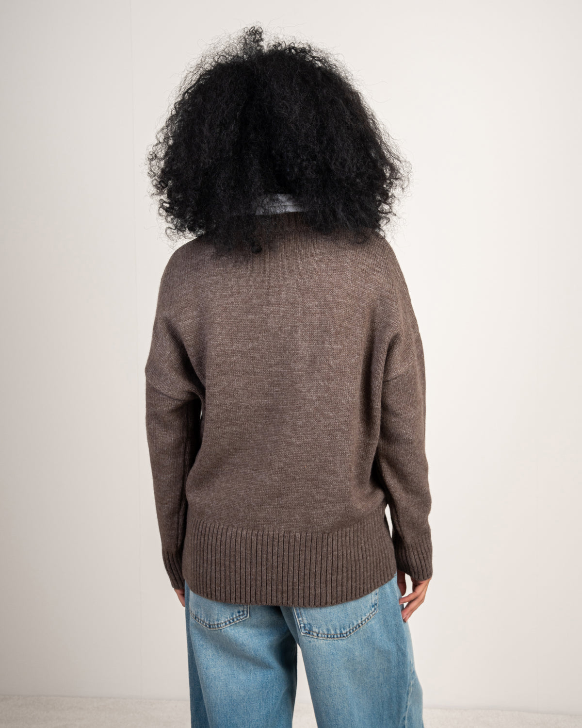 Plain V-Neck Knitwear Pullover