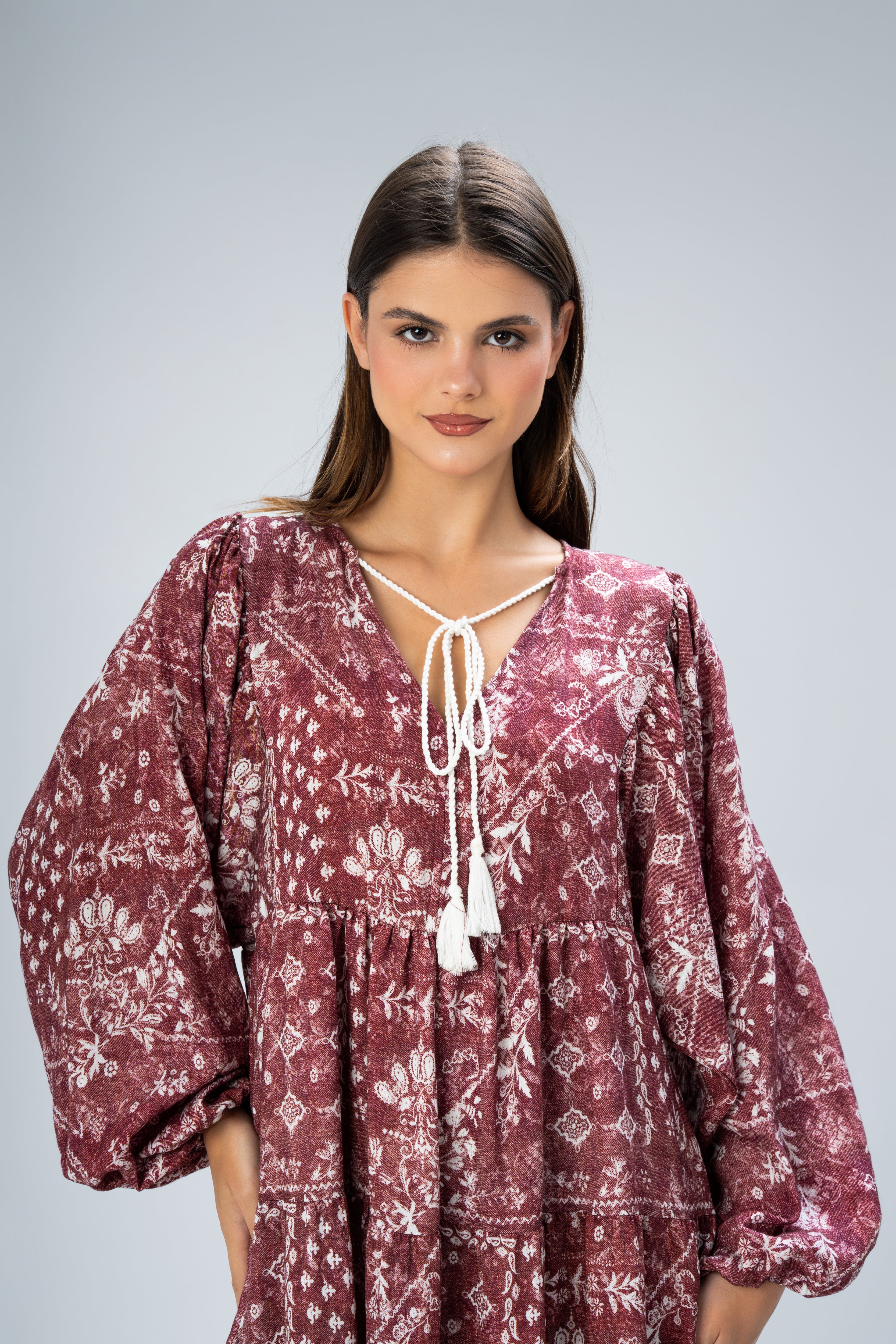 All Over Floral - Dress With Neck Tie