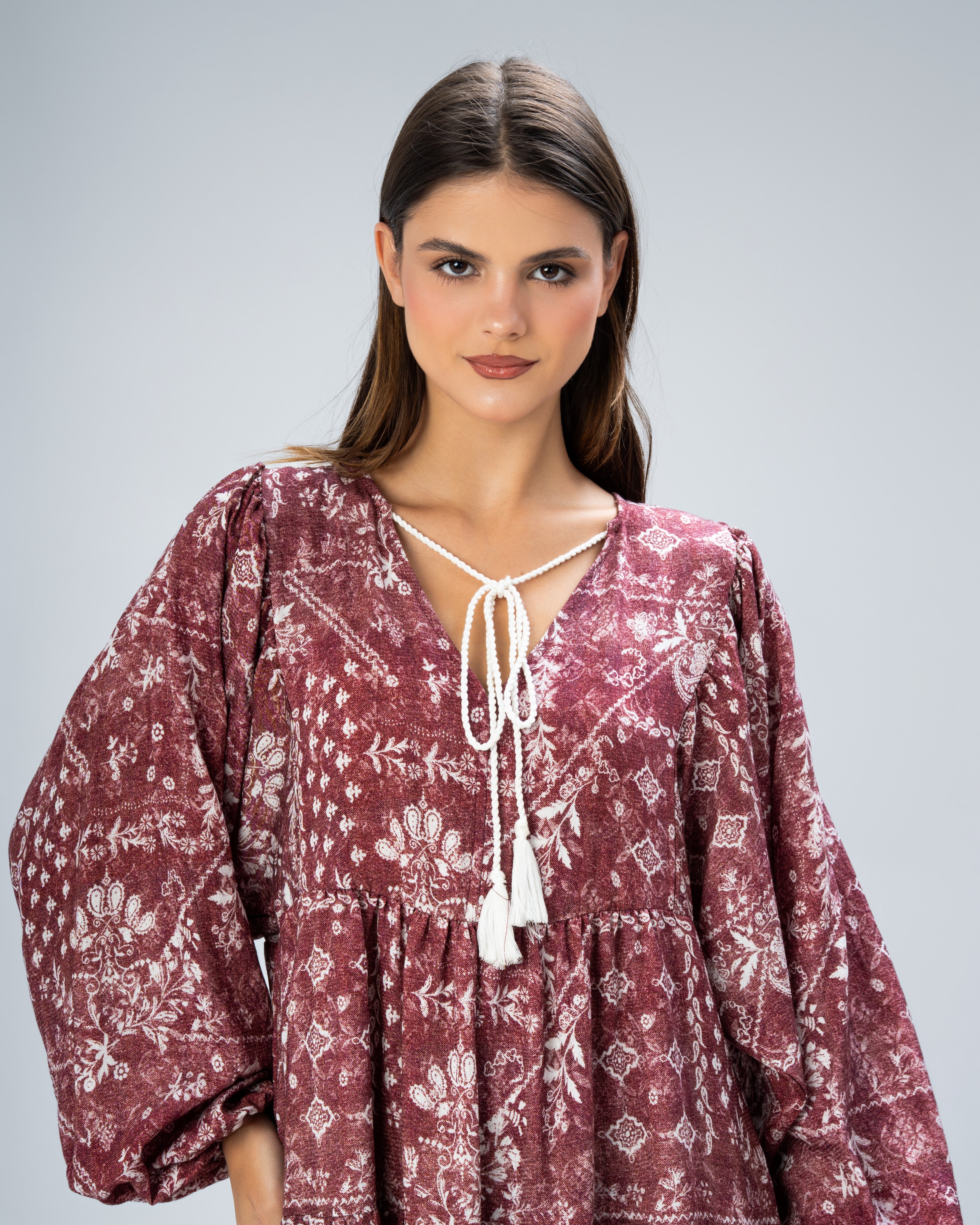 All Over Floral - Dress With Neck Tie