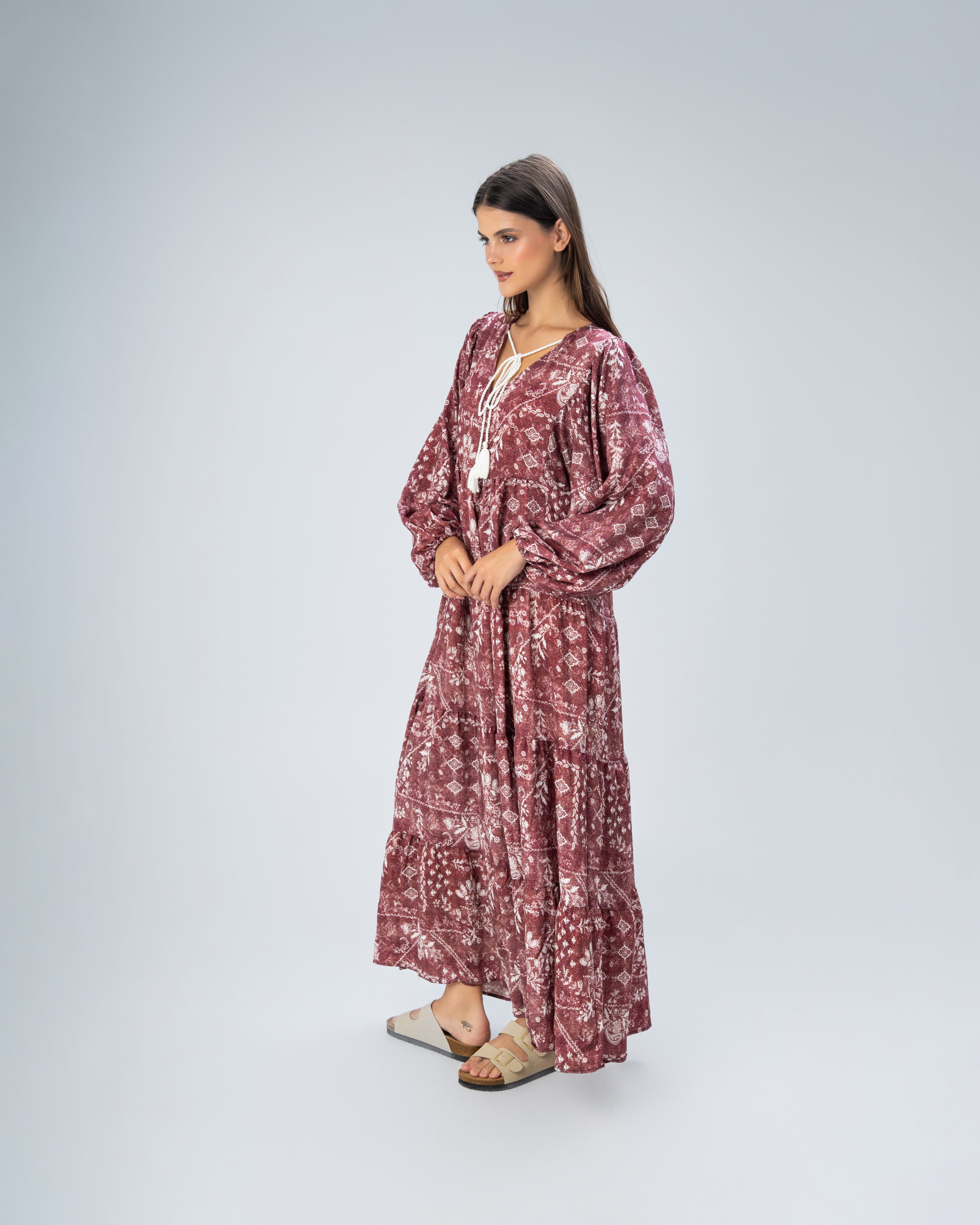 All Over Floral - Dress With Neck Tie