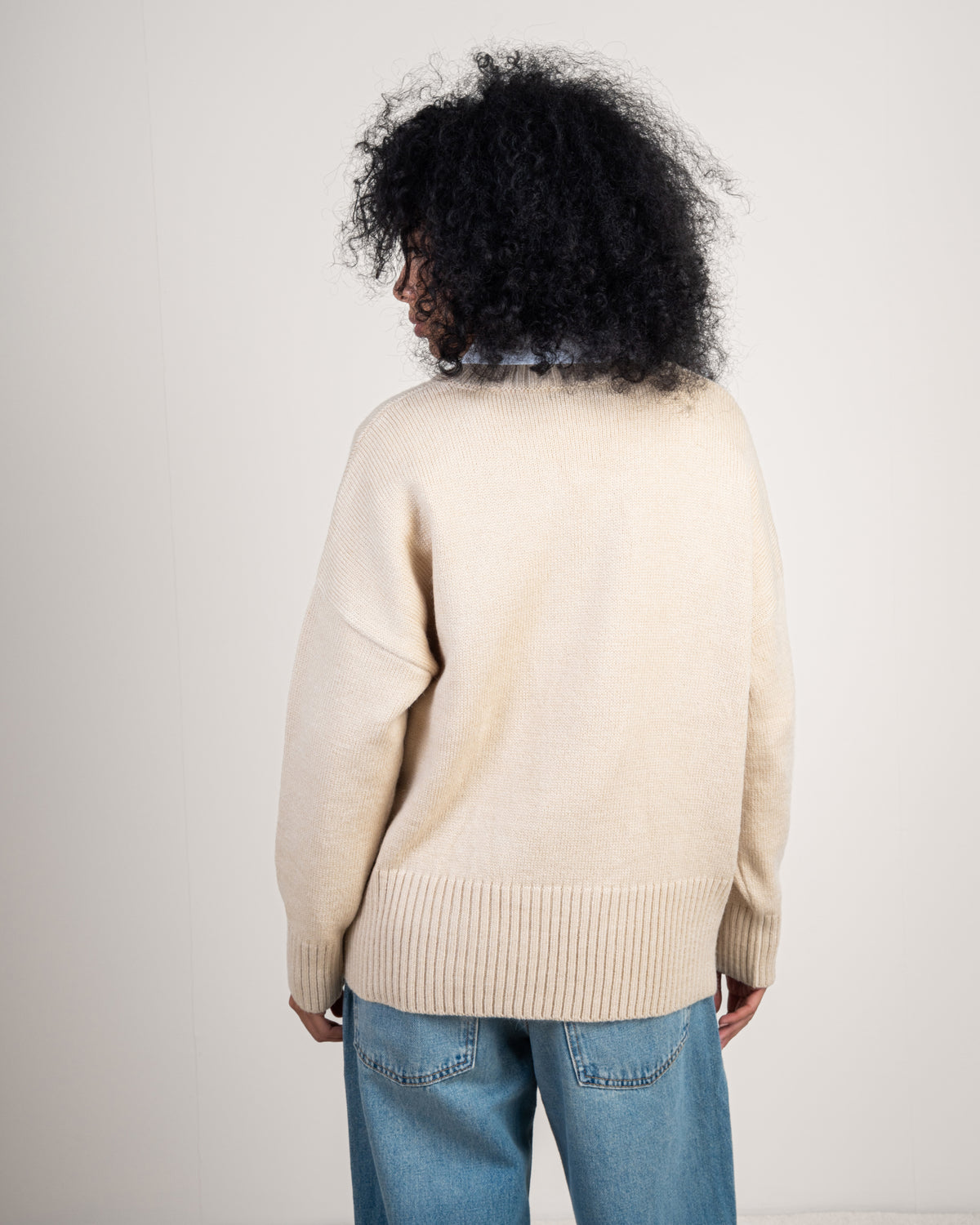 Plain V-Neck Knitwear Pullover