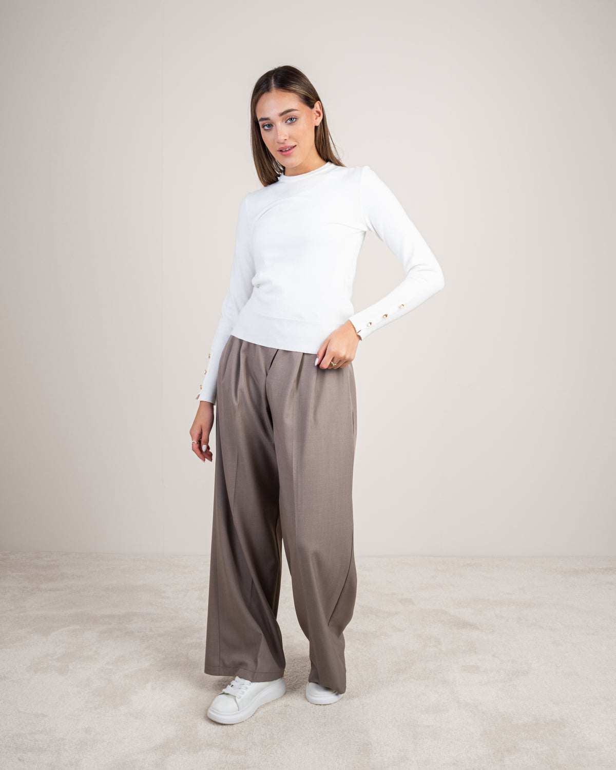 Basic Knitwear Top - With Gold Buttons