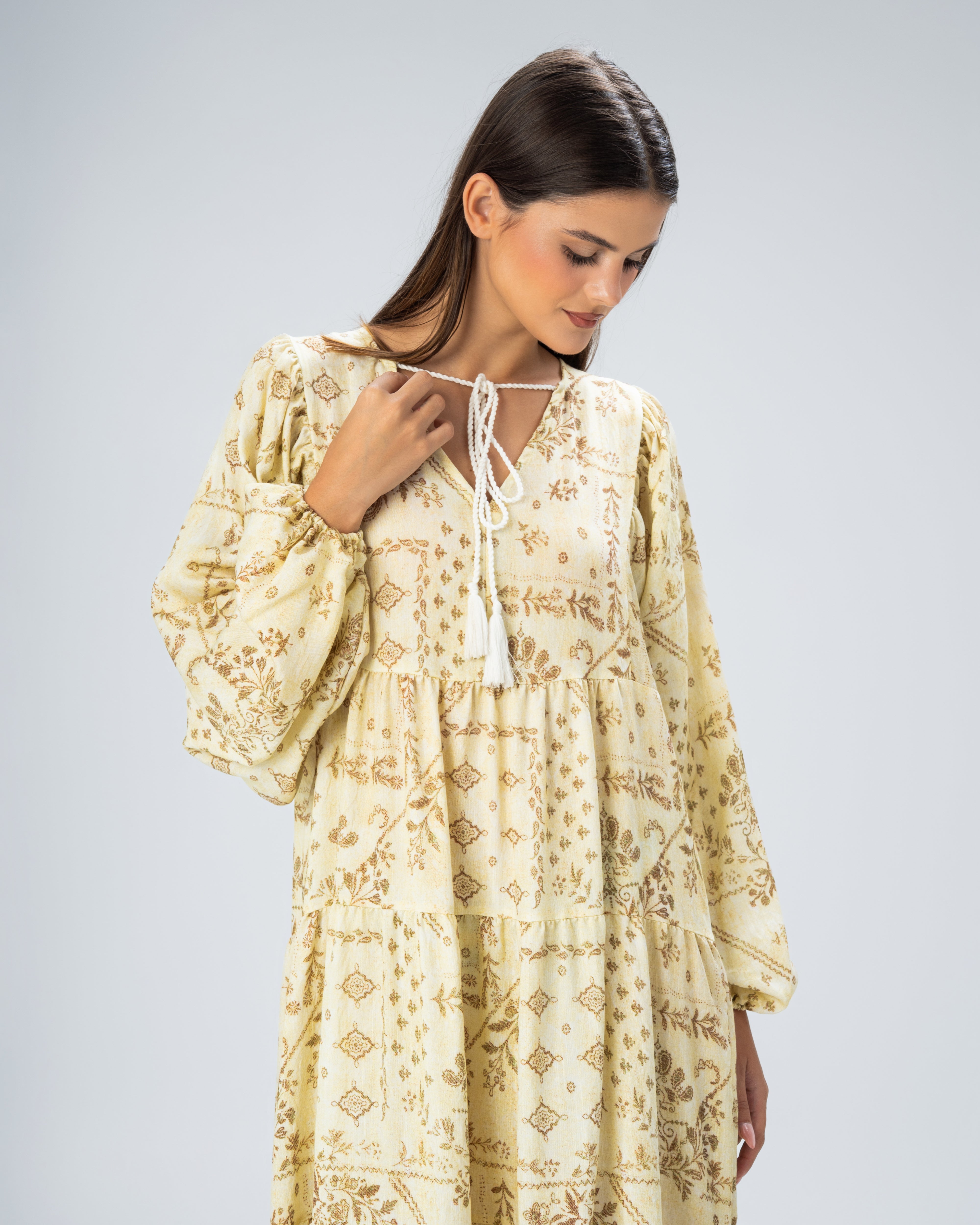 All Over Floral - Dress With Neck Tie