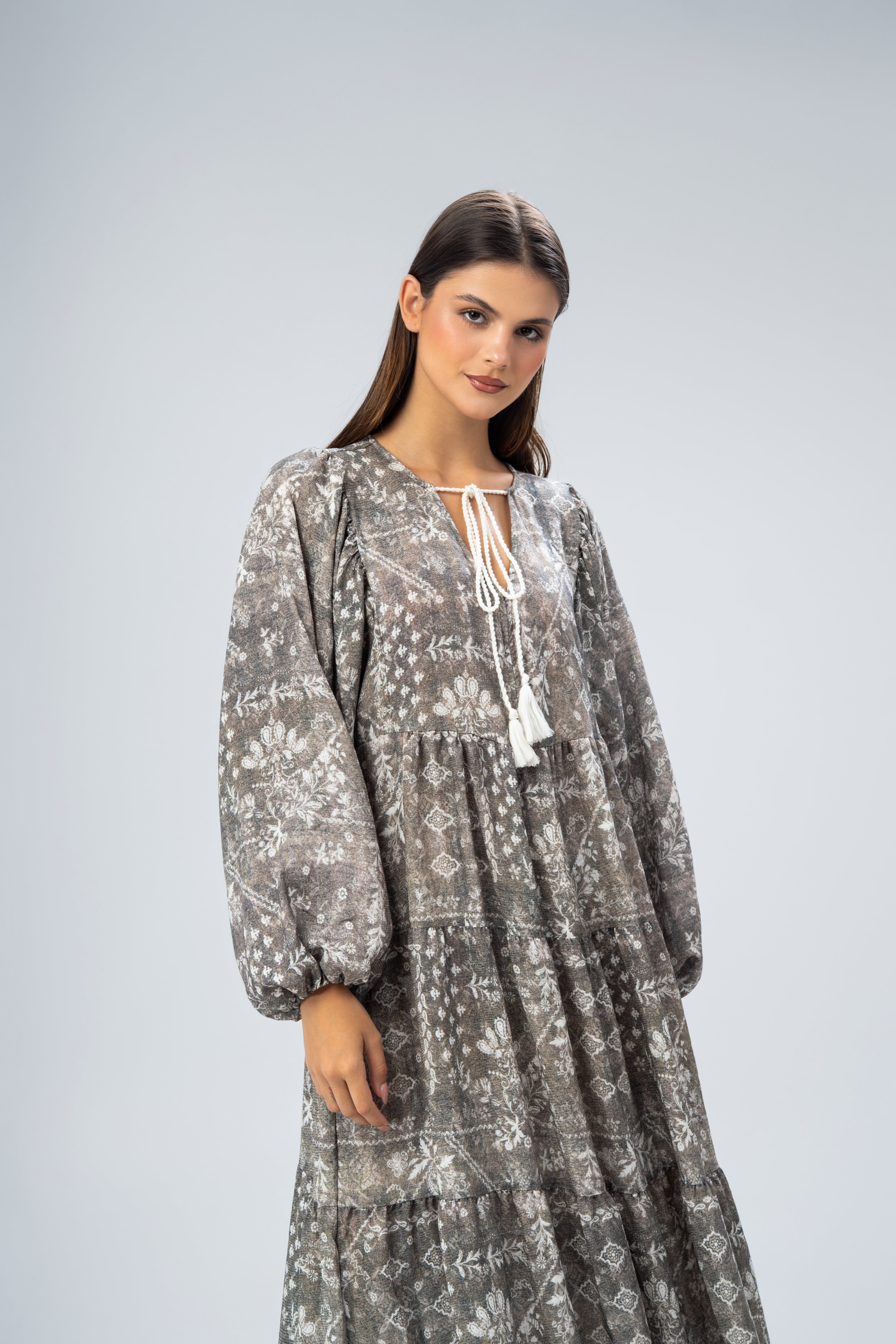 All Over Floral - Dress With Neck Tie