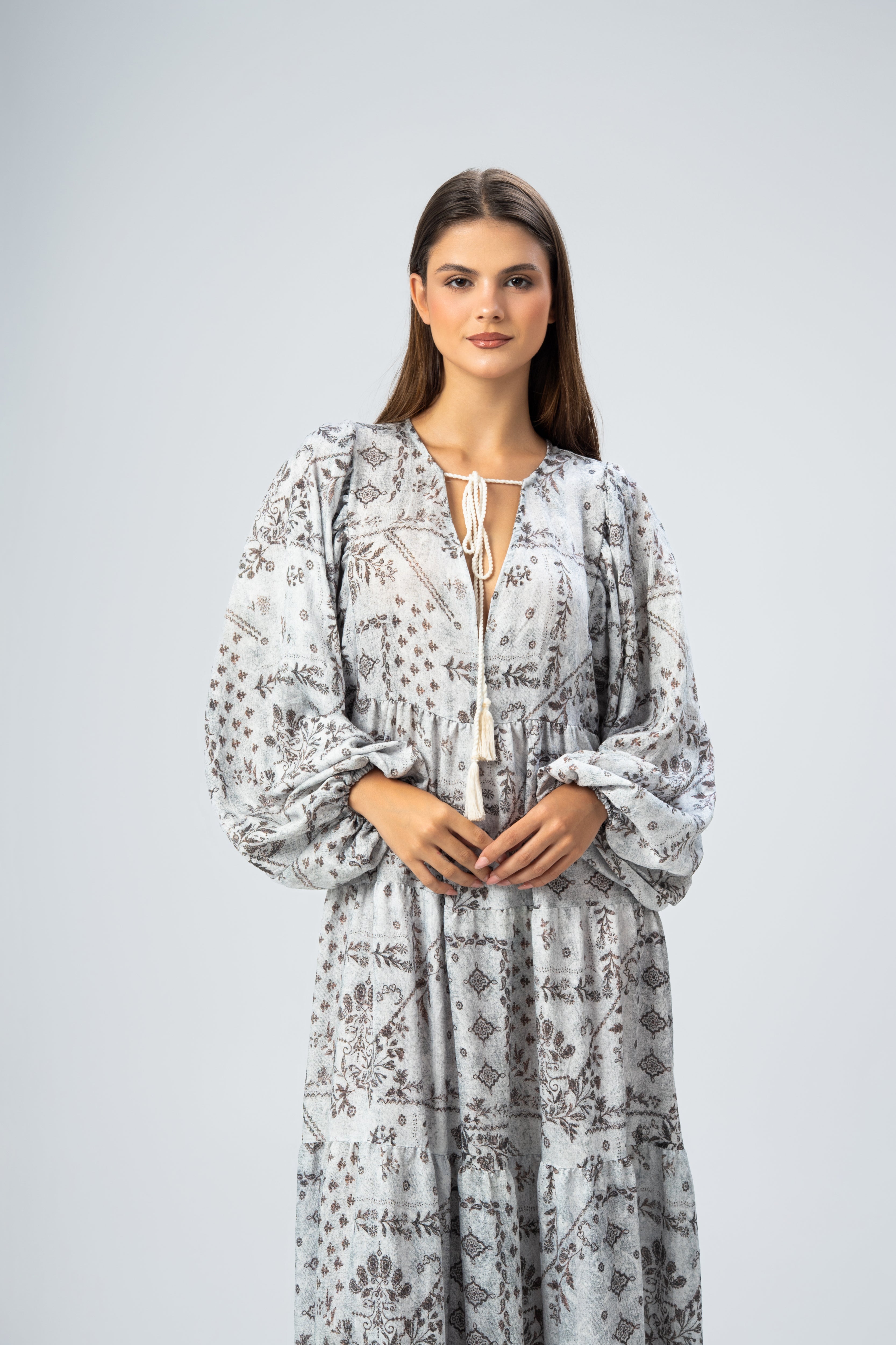 All Over Floral - Dress With Neck Tie