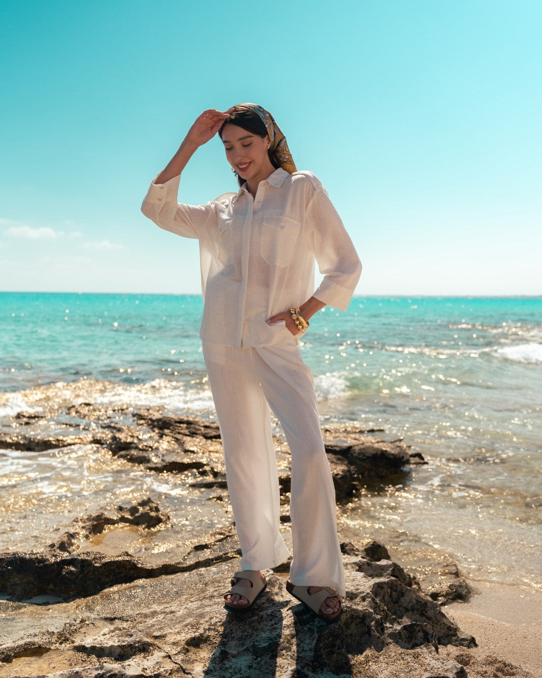 Long Plain Shirt With Single Pocket