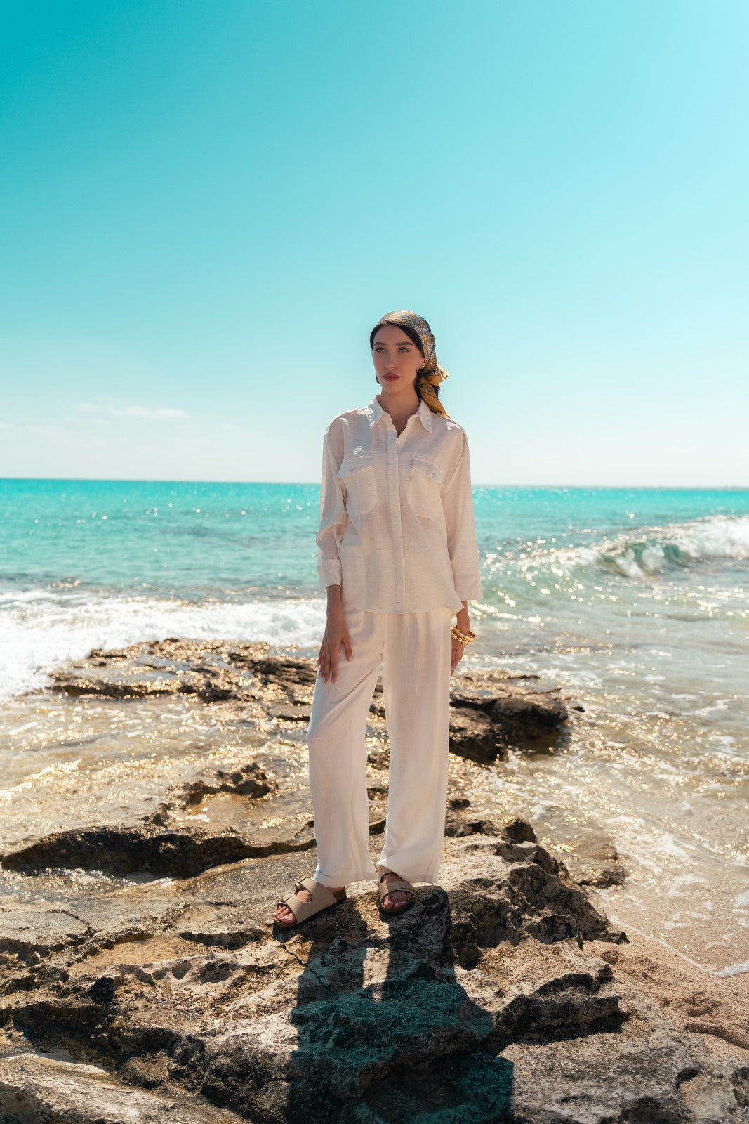 Long Plain Shirt With Single Pocket