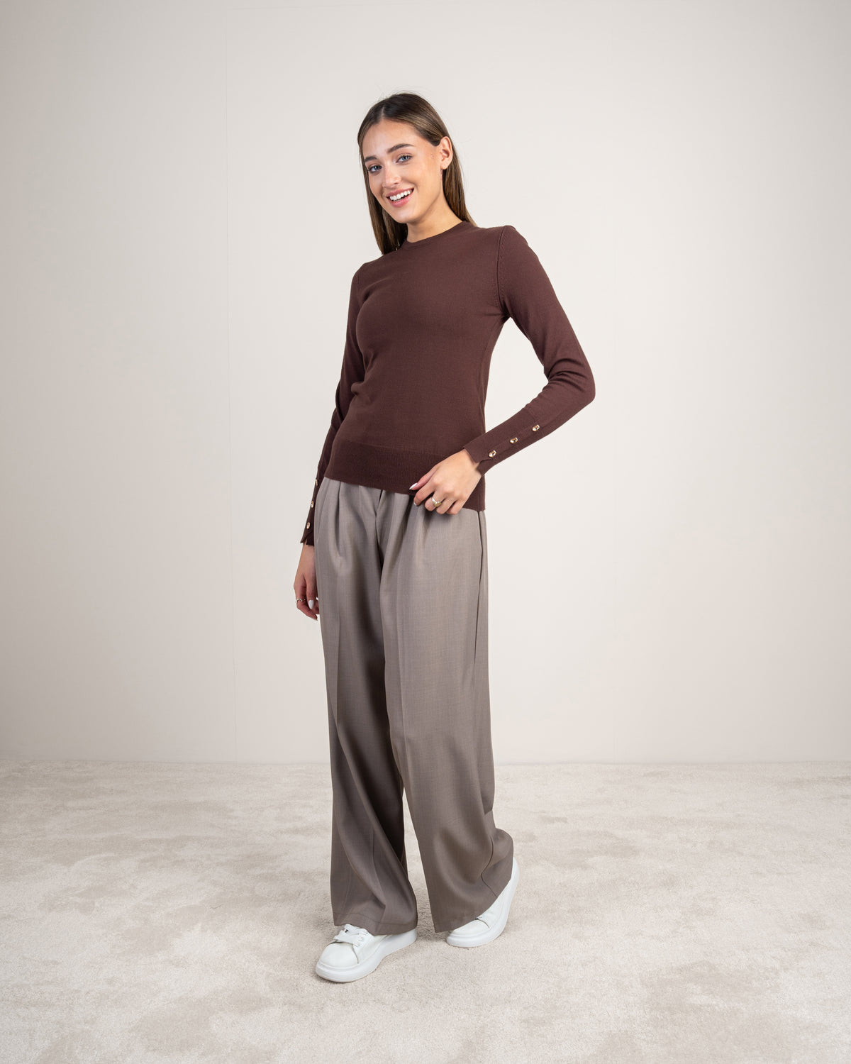Basic Knitwear Top - With Gold Buttons