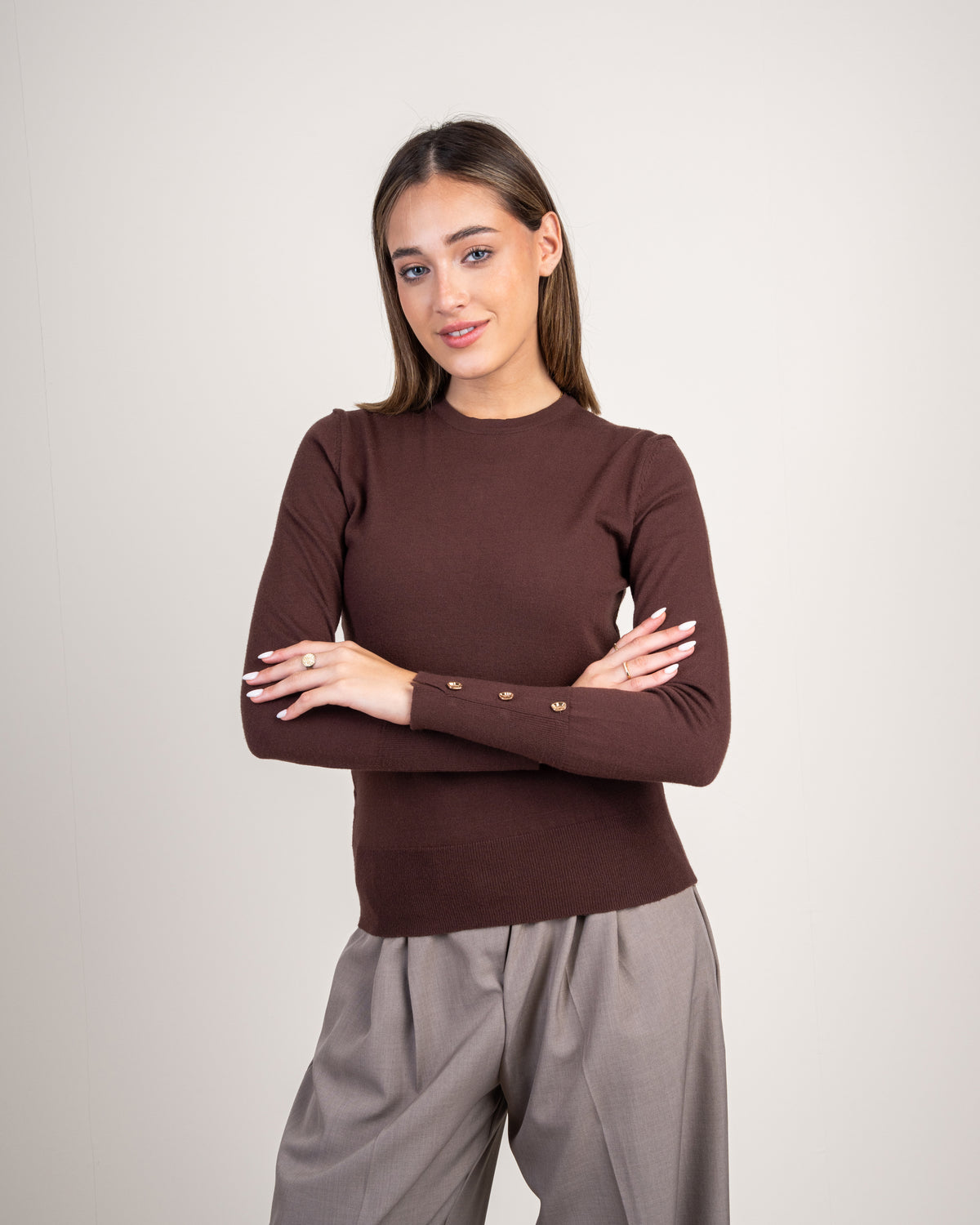 Basic Knitwear Top - With Gold Buttons