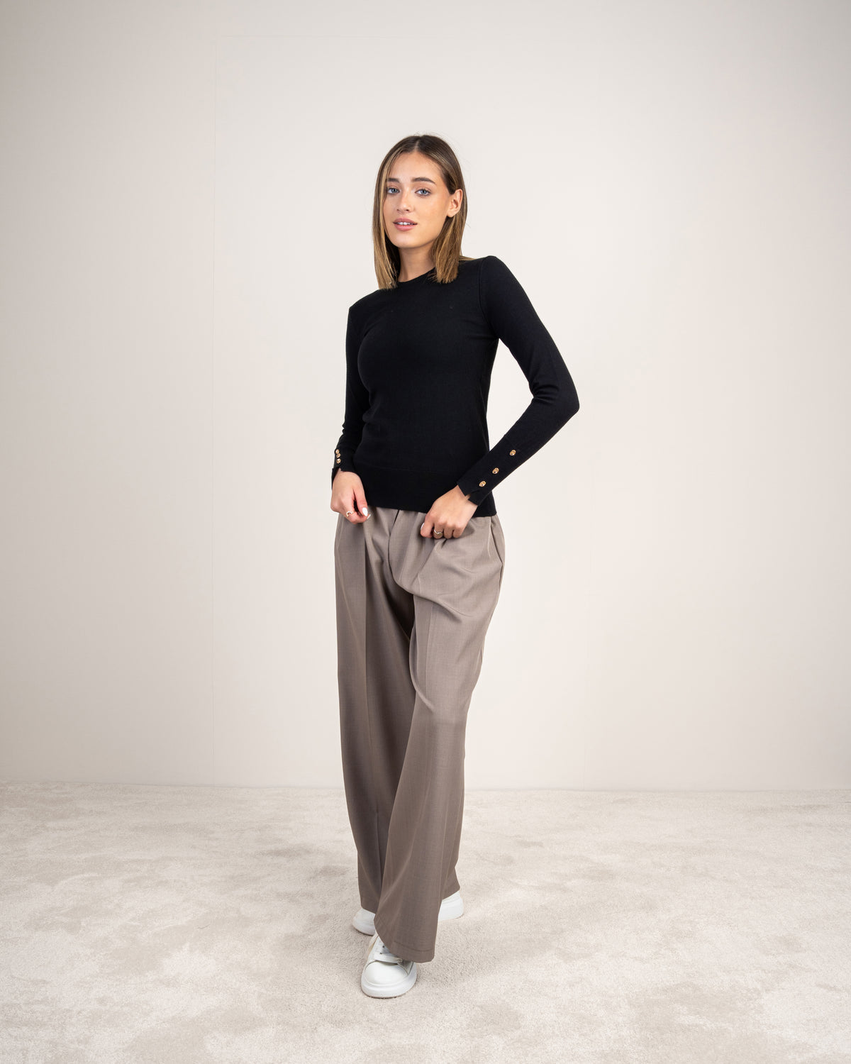 Basic Knitwear Top - With Gold Buttons