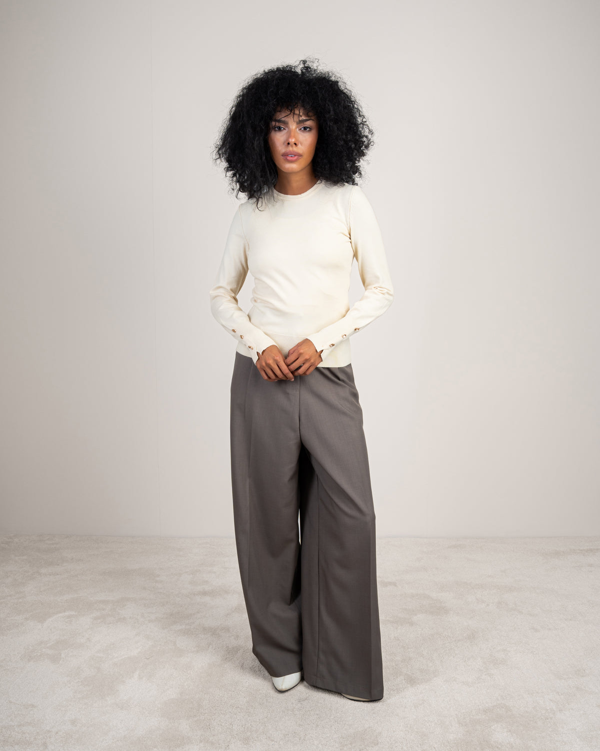 Basic Knitwear Top - With Gold Buttons