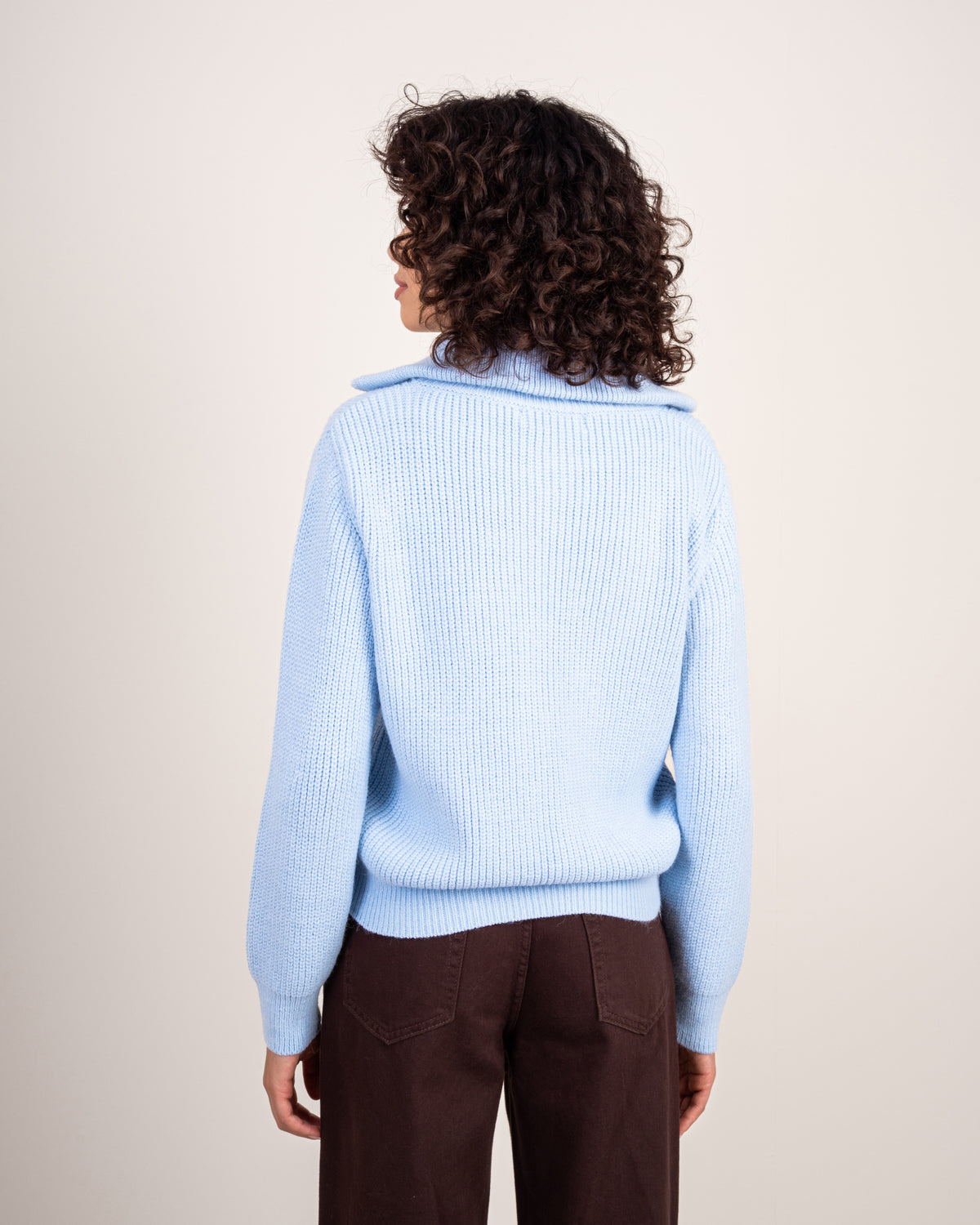 Cropped Knitwear Pullover - With Zip Neck