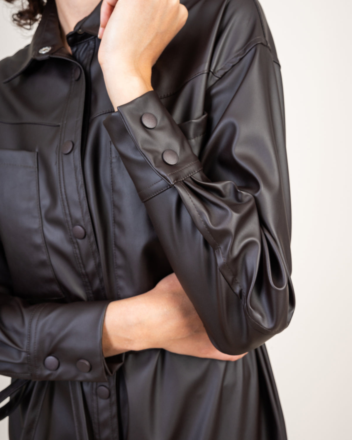 Leather Shirt Dress With Belt
