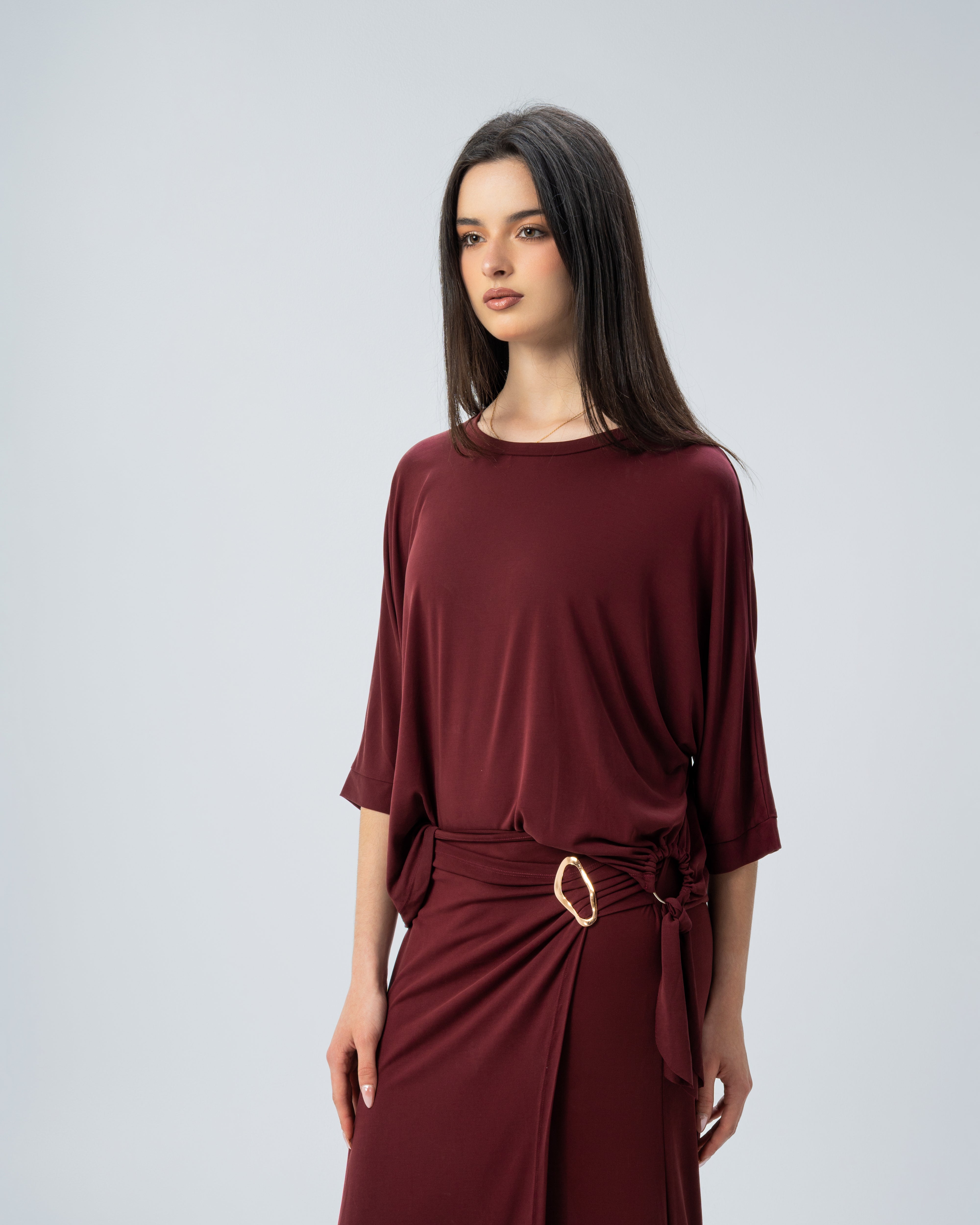 Blouse with side tie