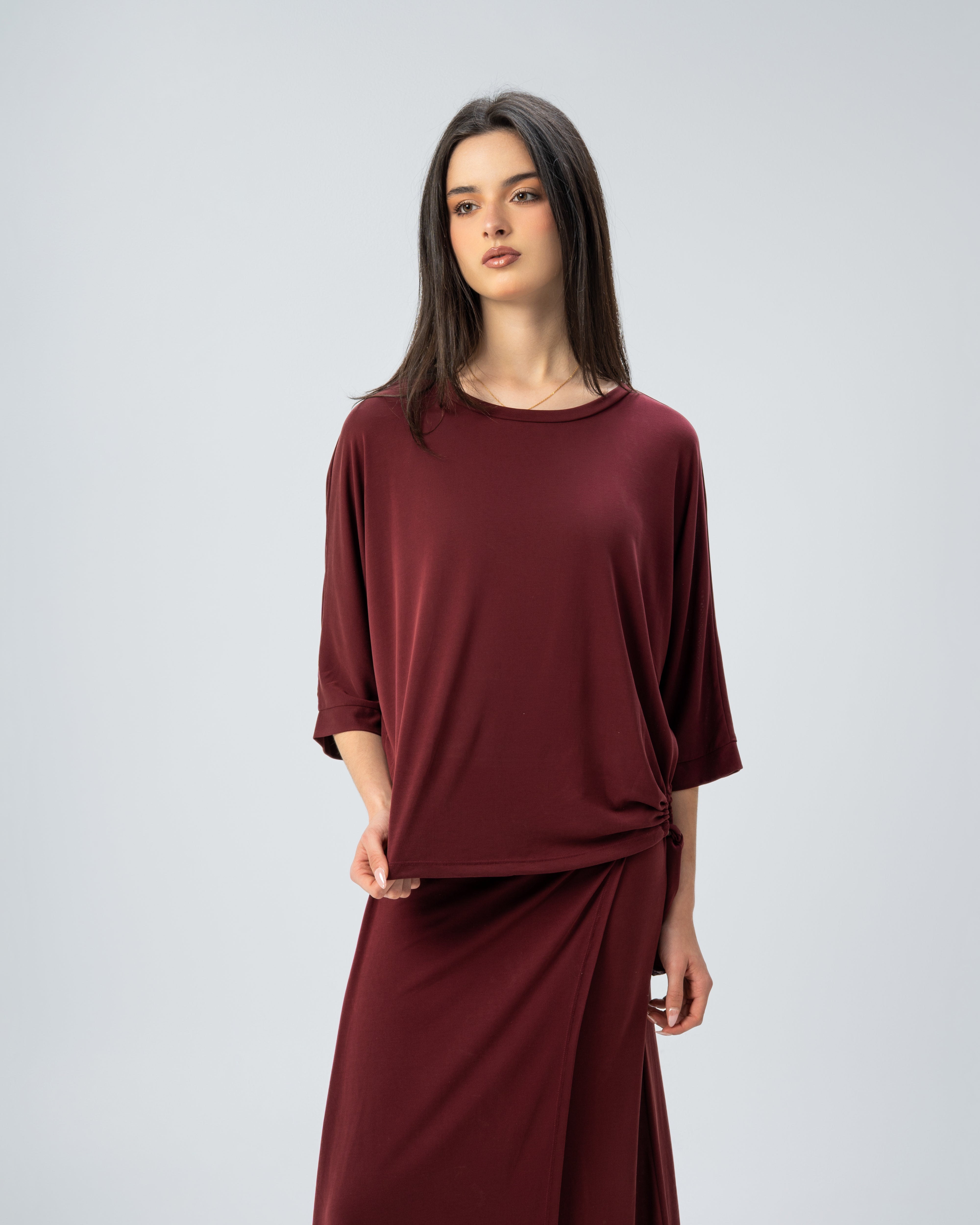 Blouse with side tie