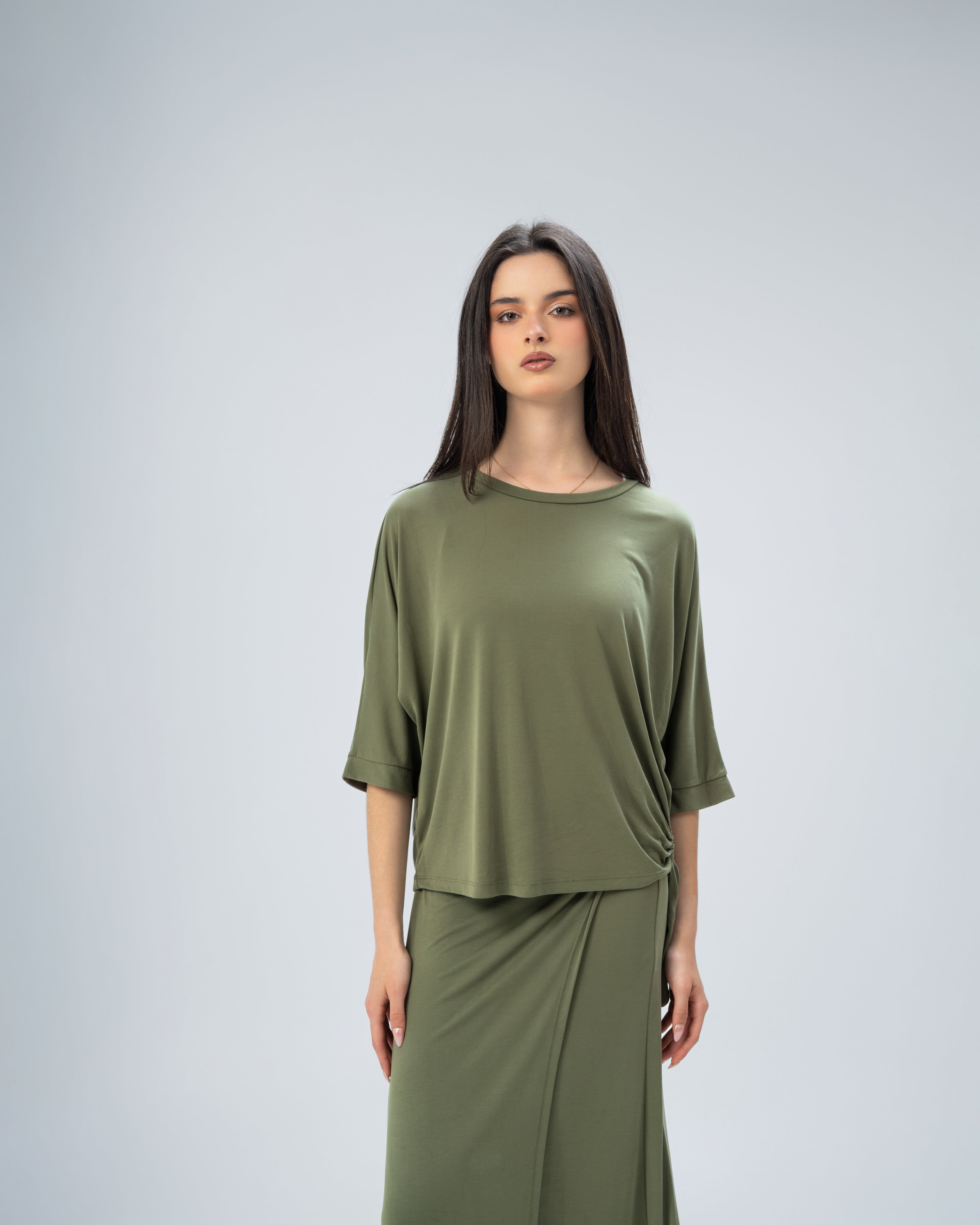 Blouse with side tie