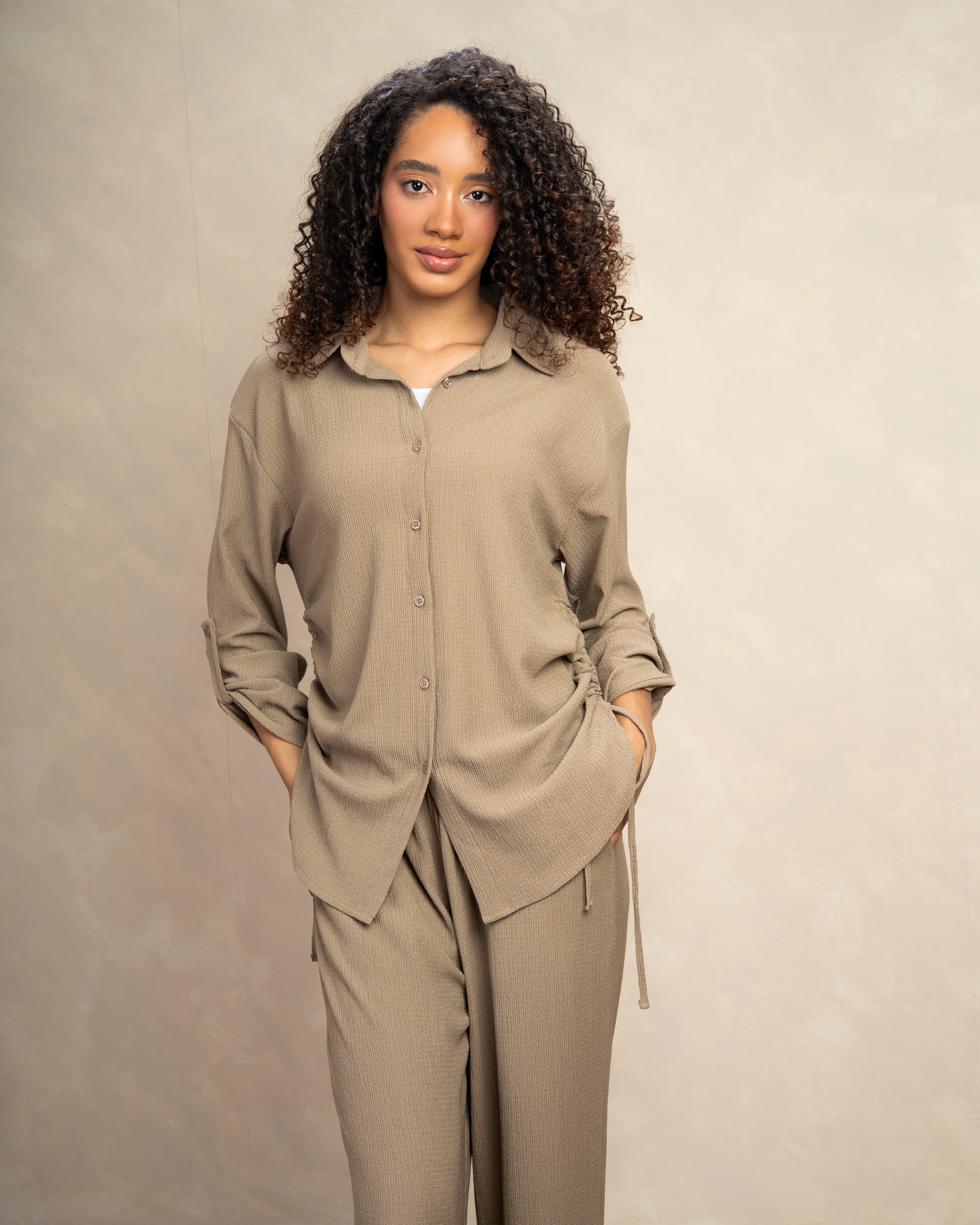 Long Shirt With Side Elastic Tie