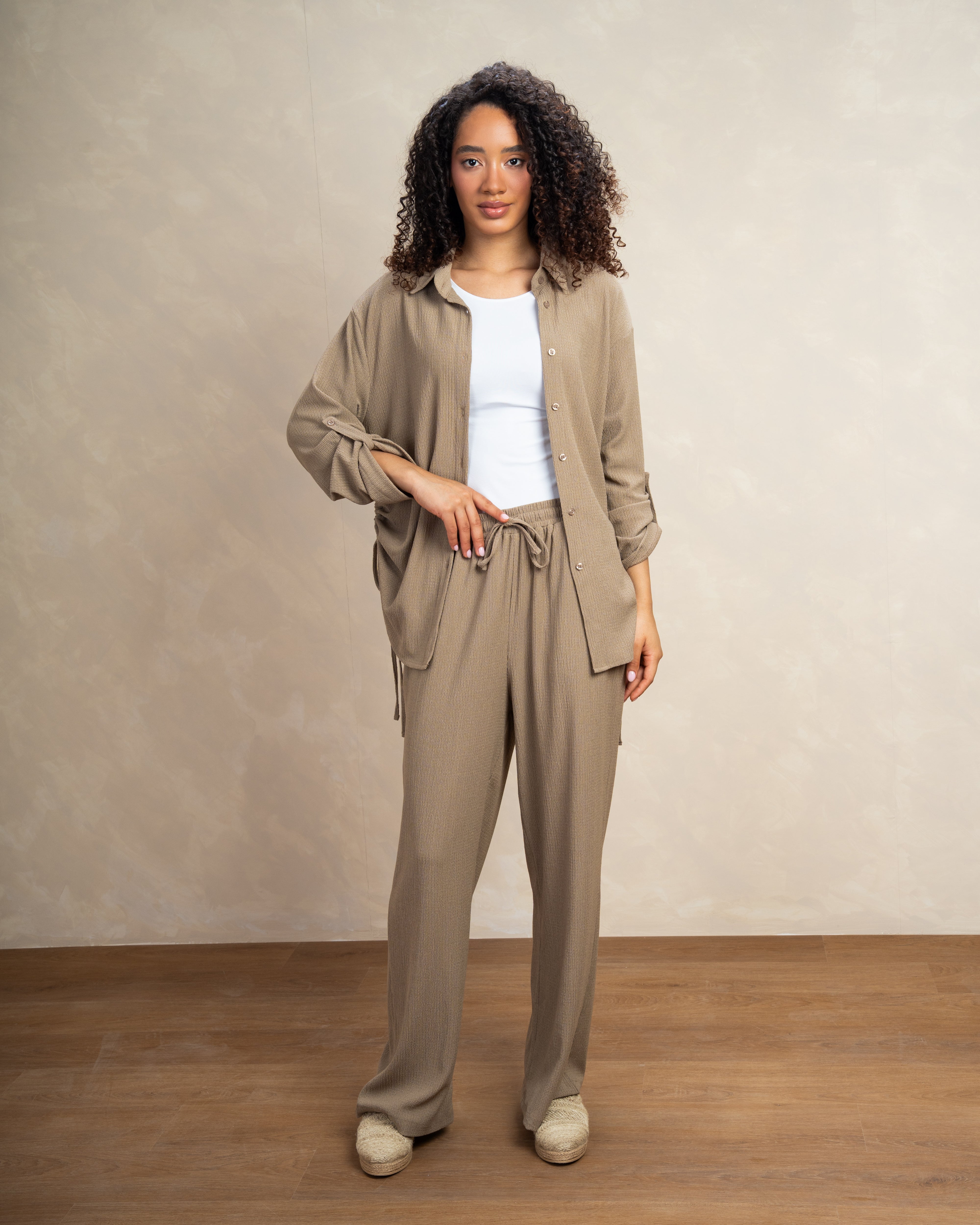 Long Shirt With Side Elastic Tie