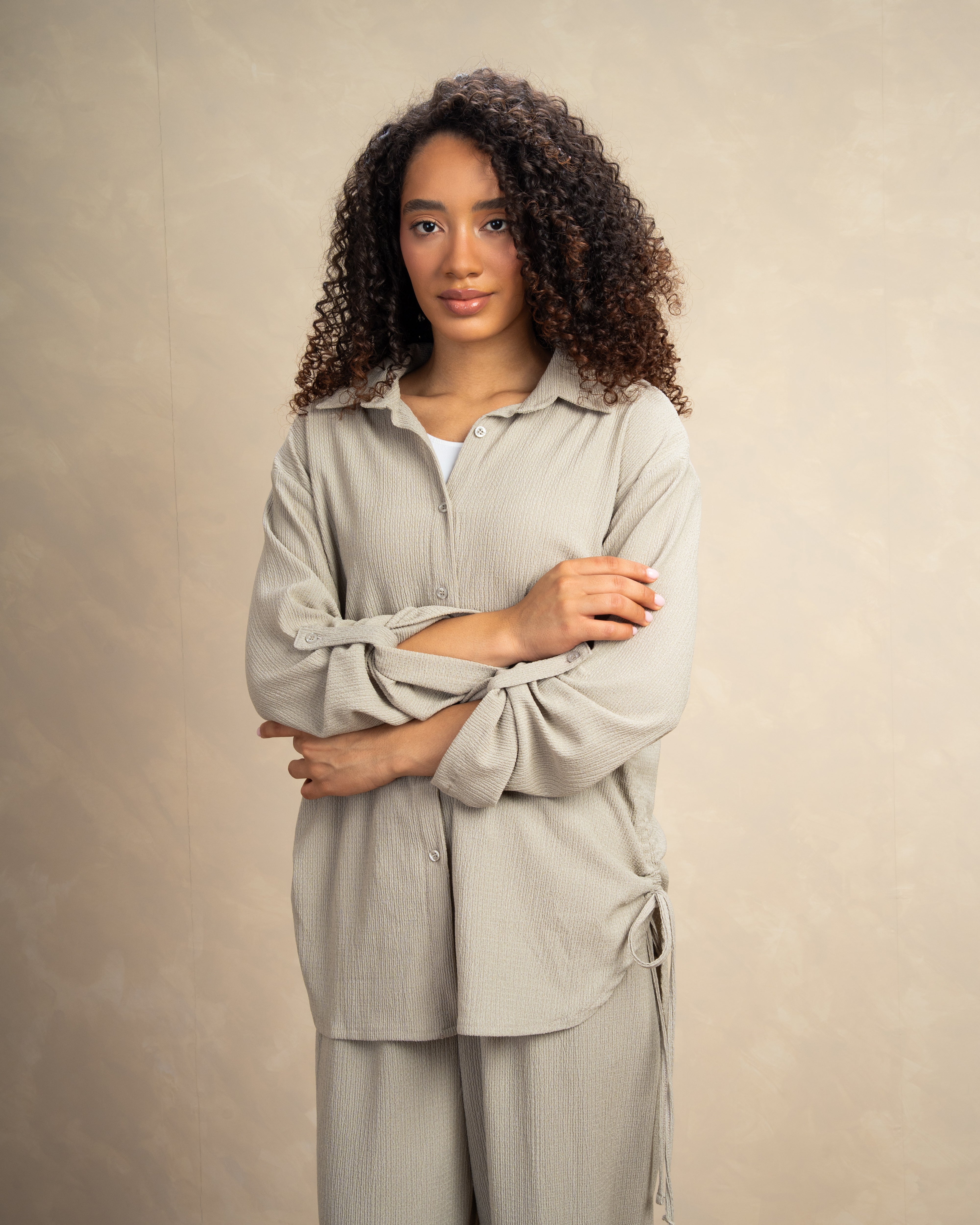 Long Shirt With Side Elastic Tie