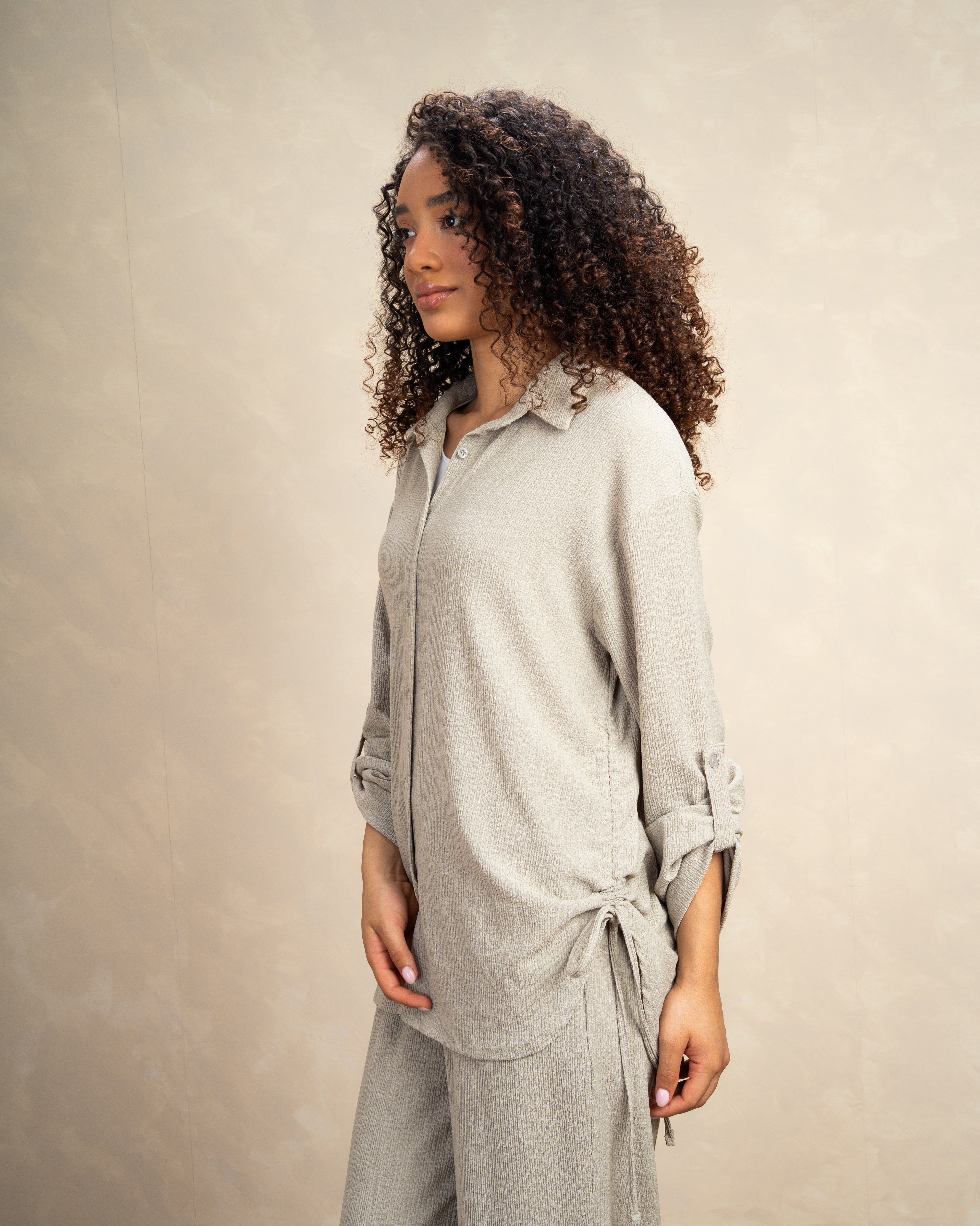 Long Shirt With Side Elastic Tie