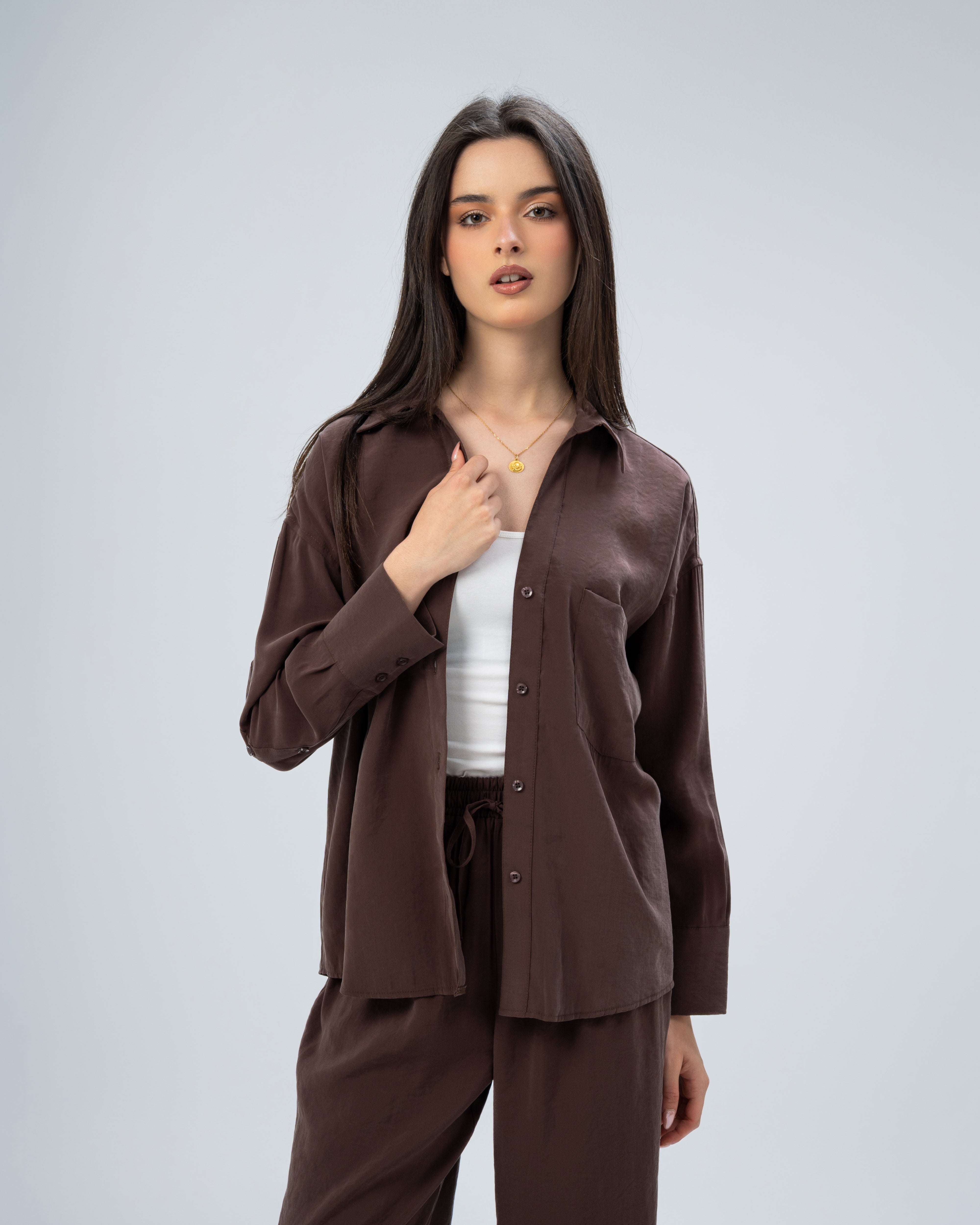 Plain satin shirt