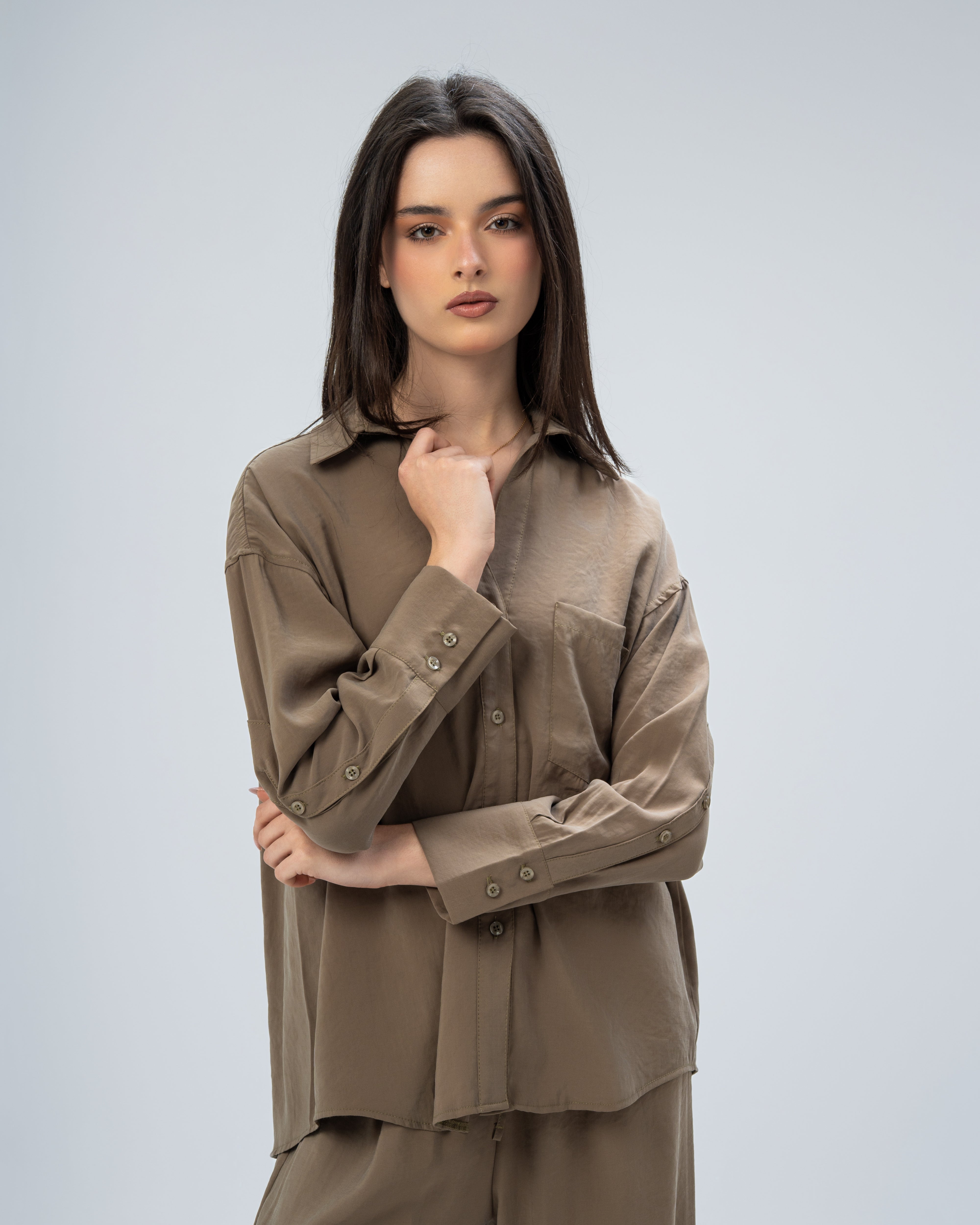 Plain satin shirt