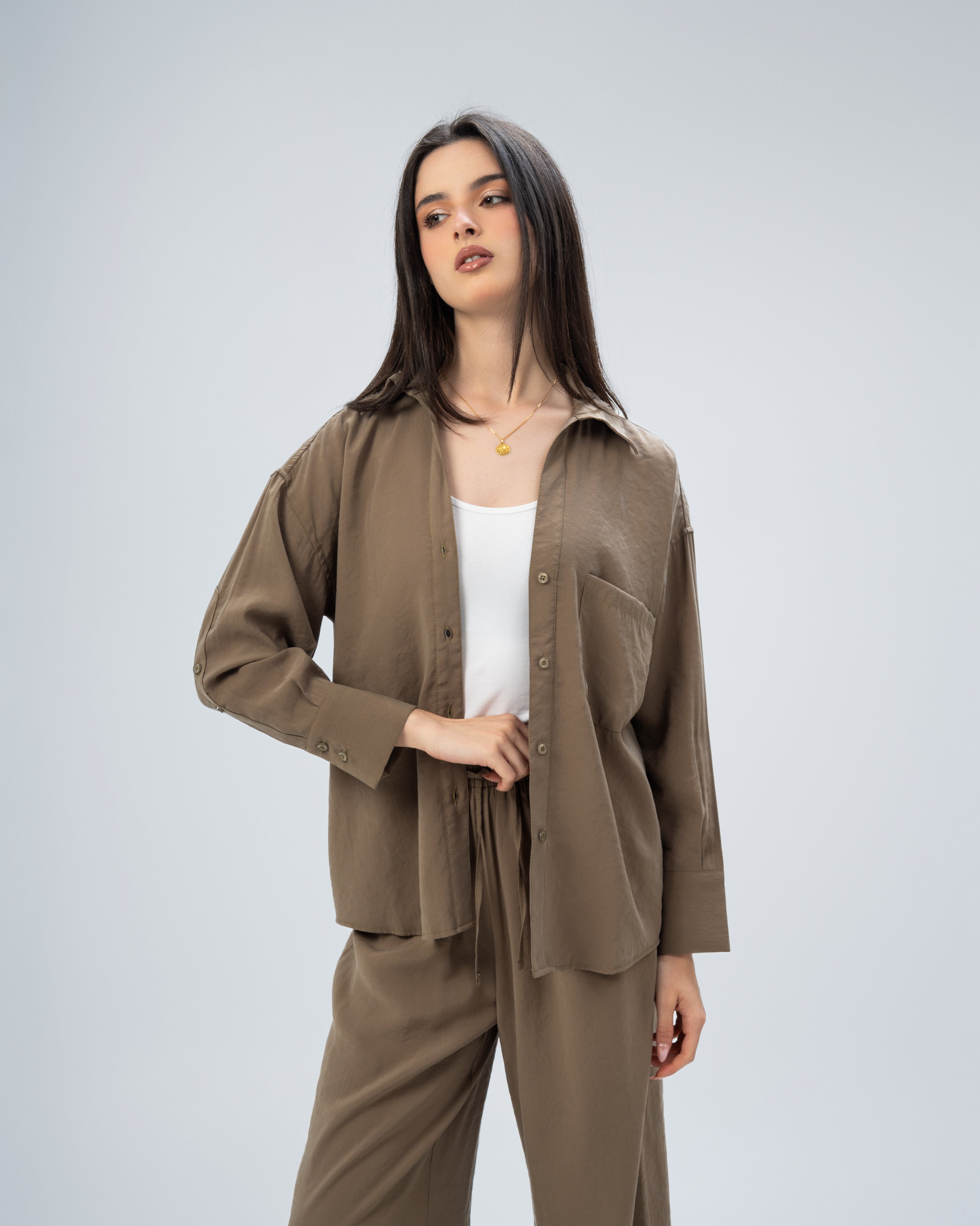 Plain satin shirt