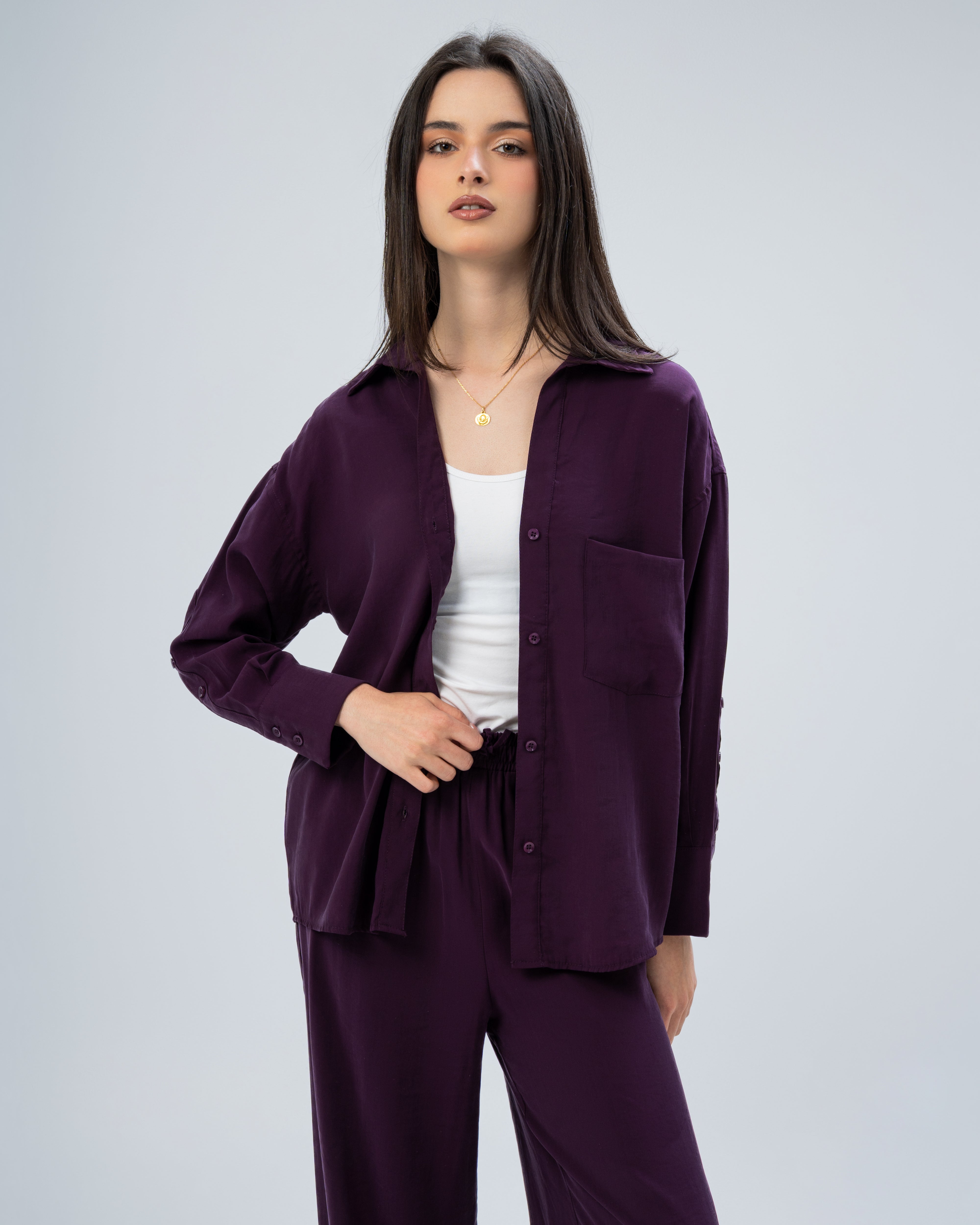 Plain satin shirt