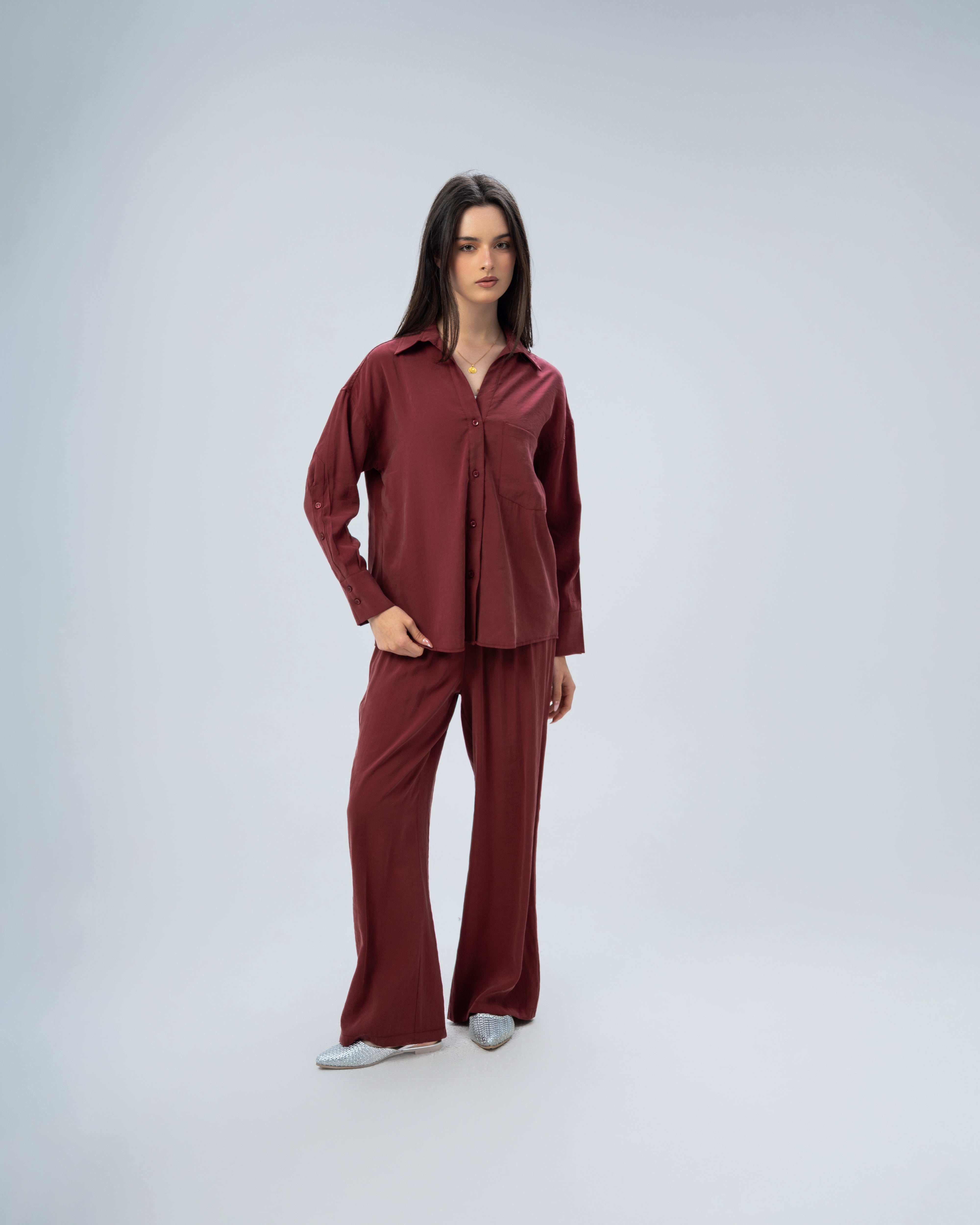 Plain satin shirt