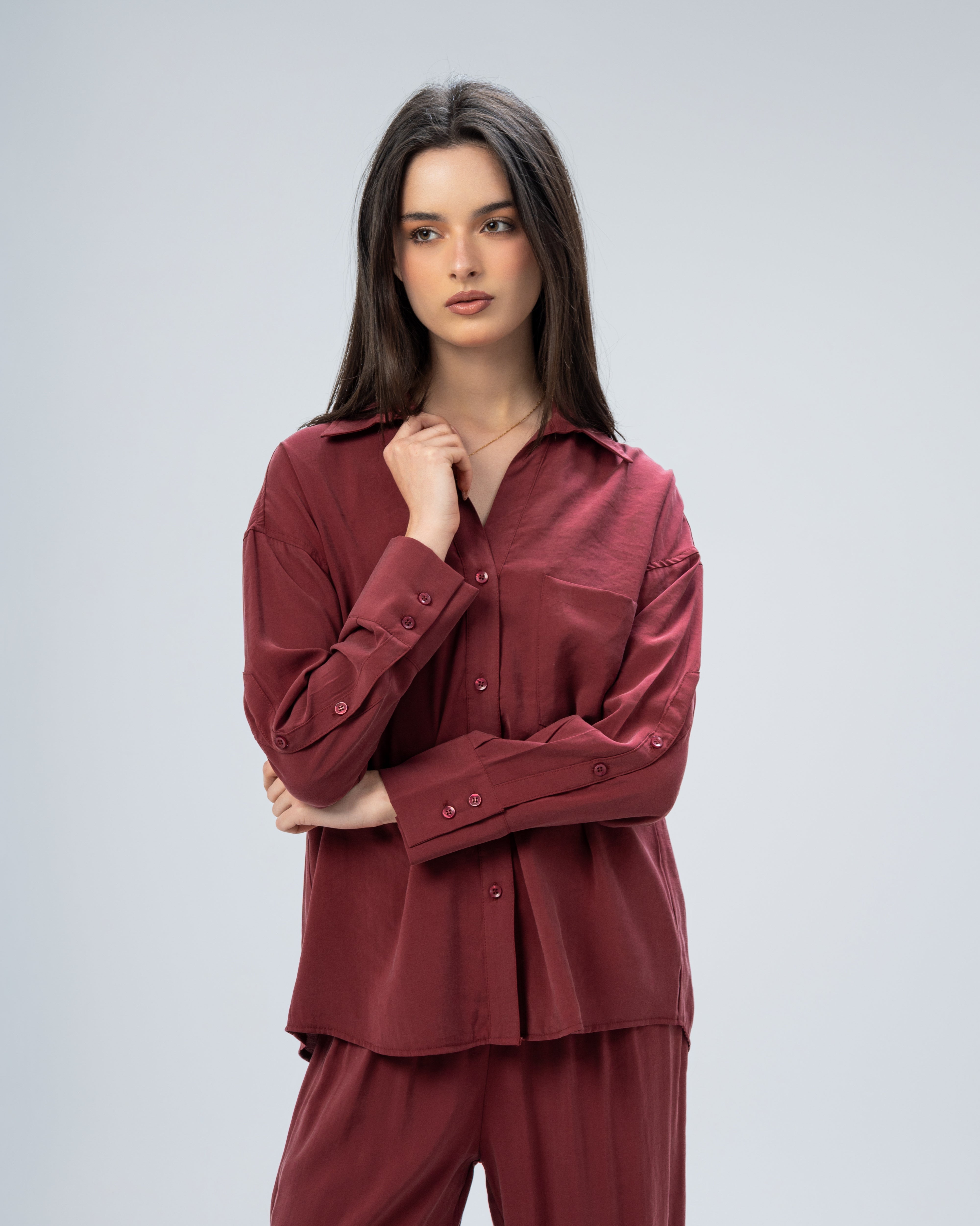 Plain satin shirt