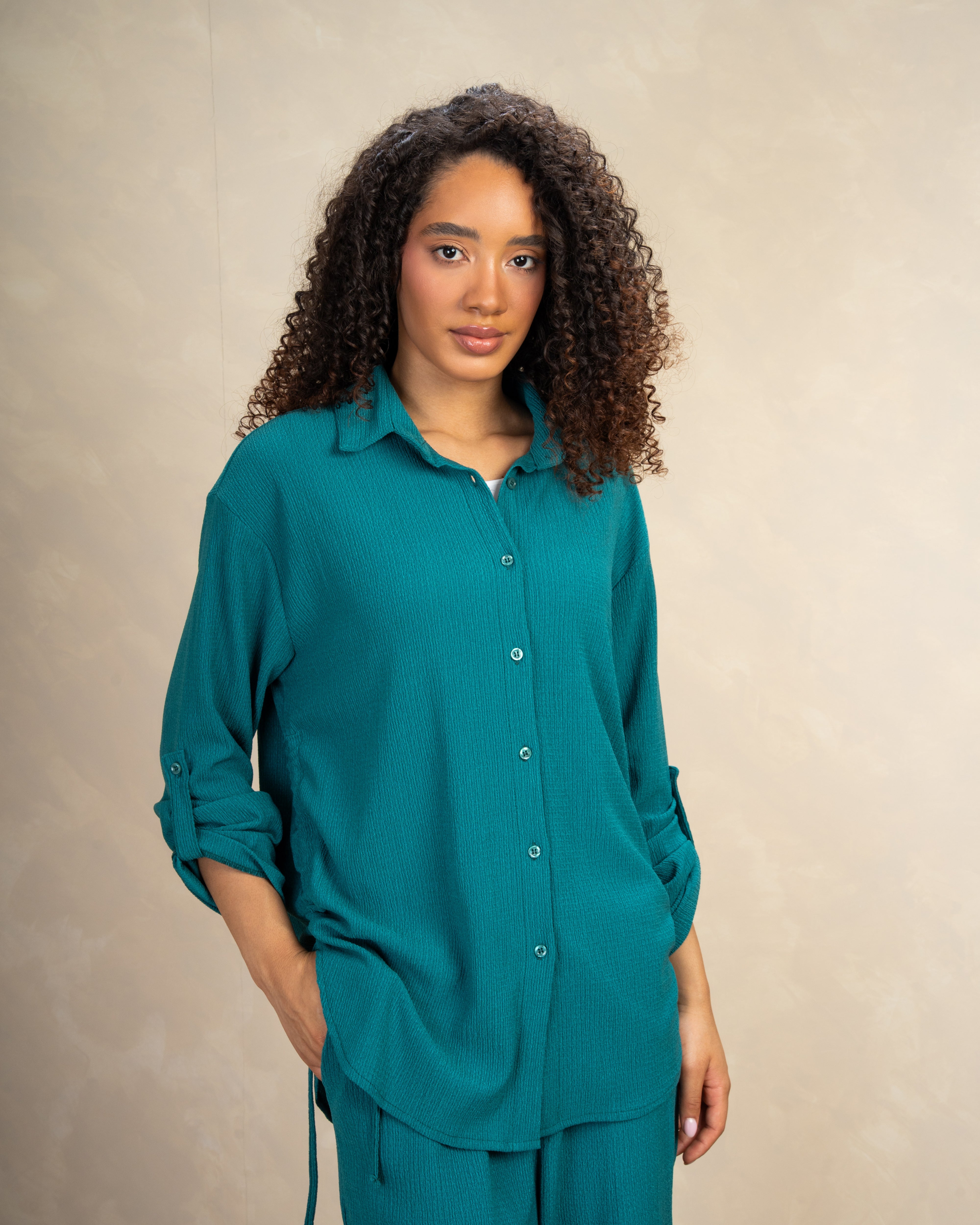 Long Shirt With Side Elastic Tie