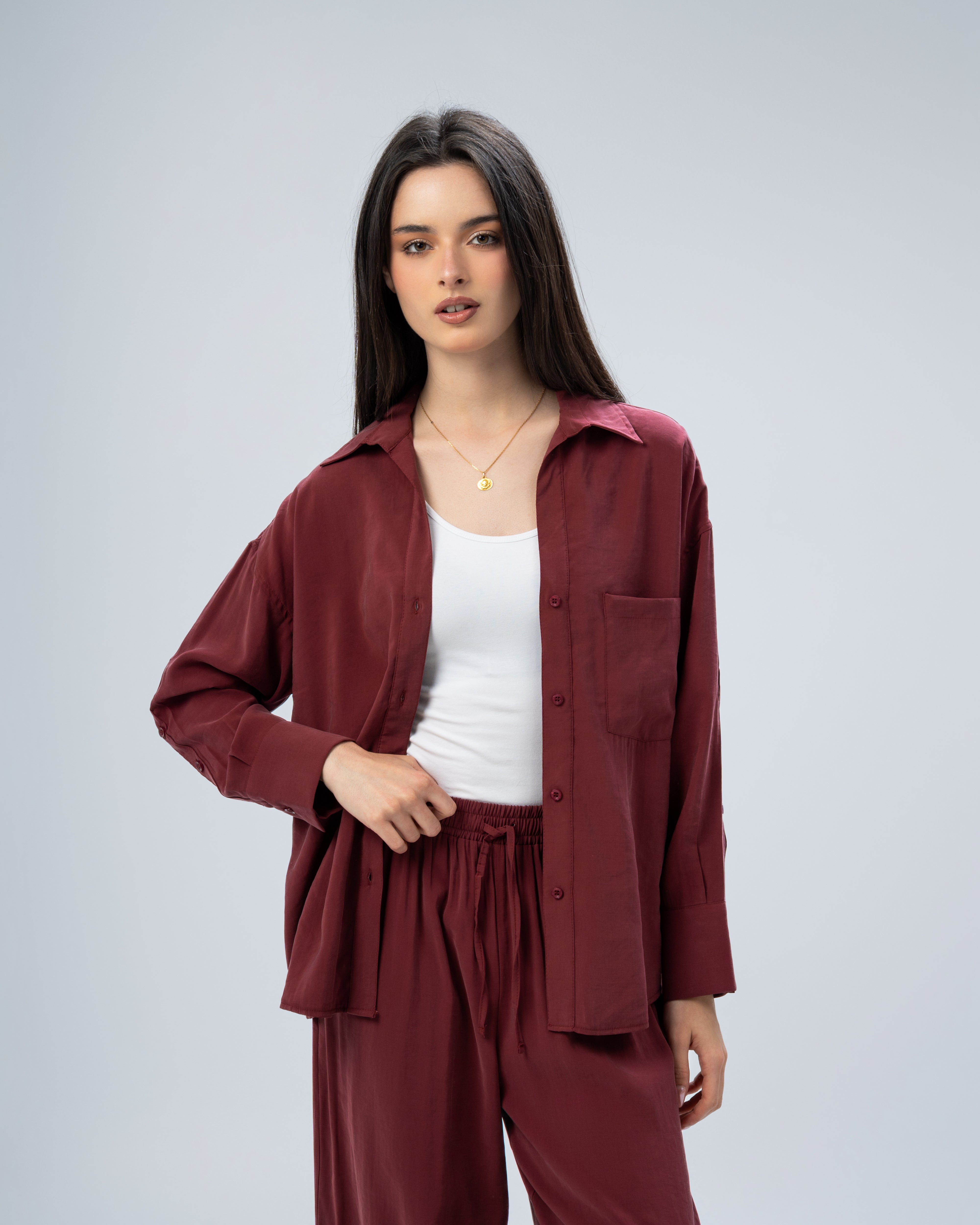 Plain satin shirt