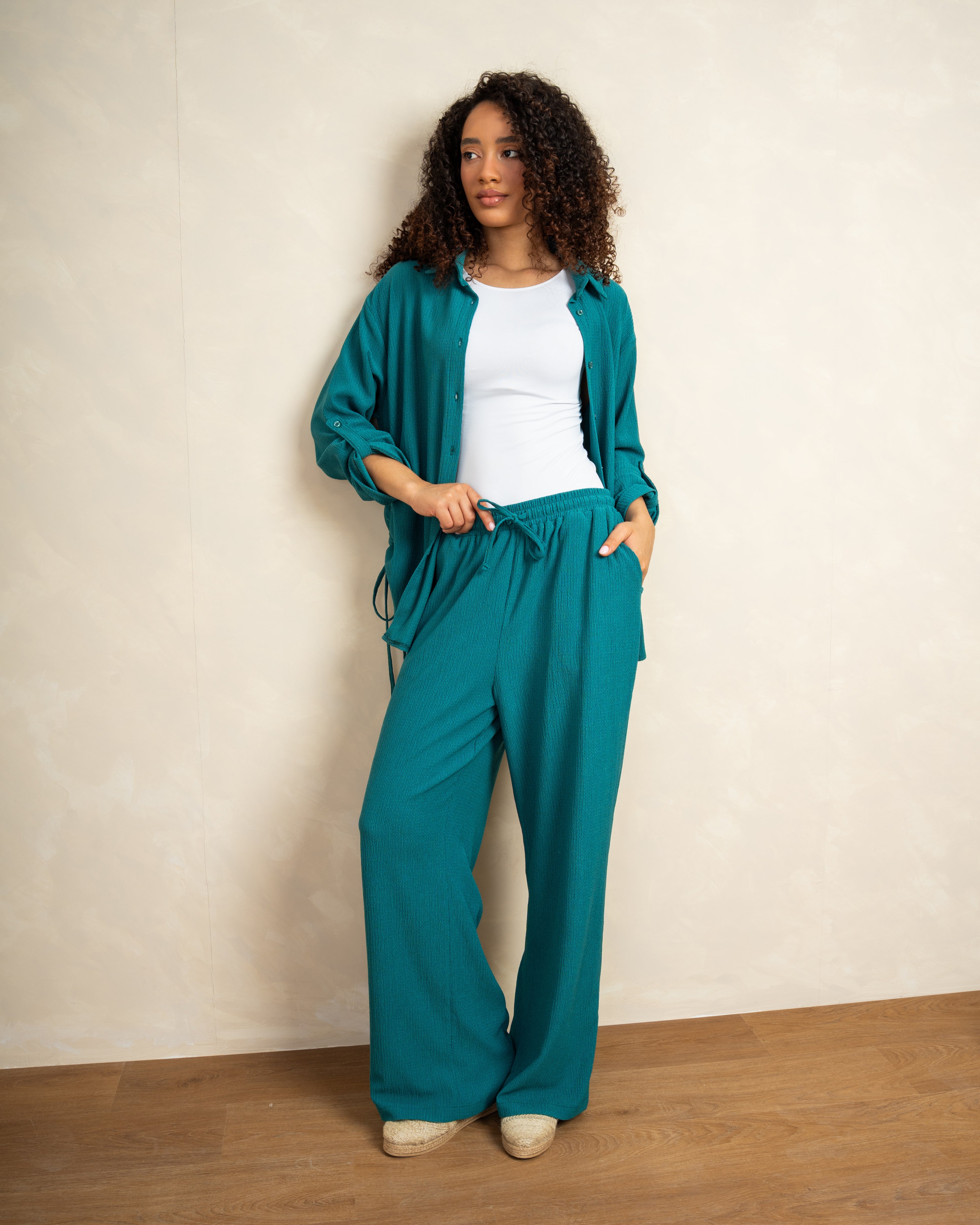 Long Shirt With Side Elastic Tie