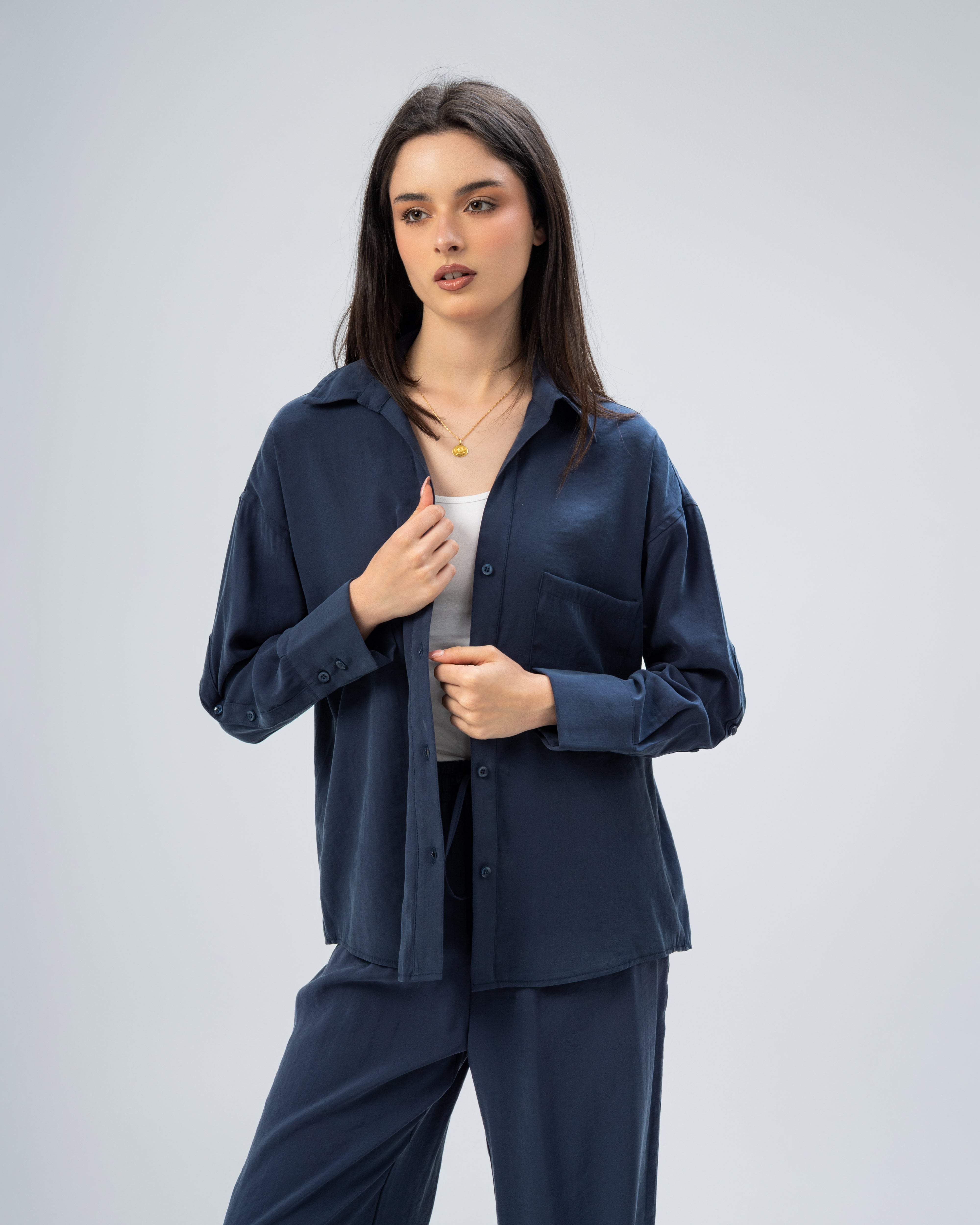 Plain satin shirt
