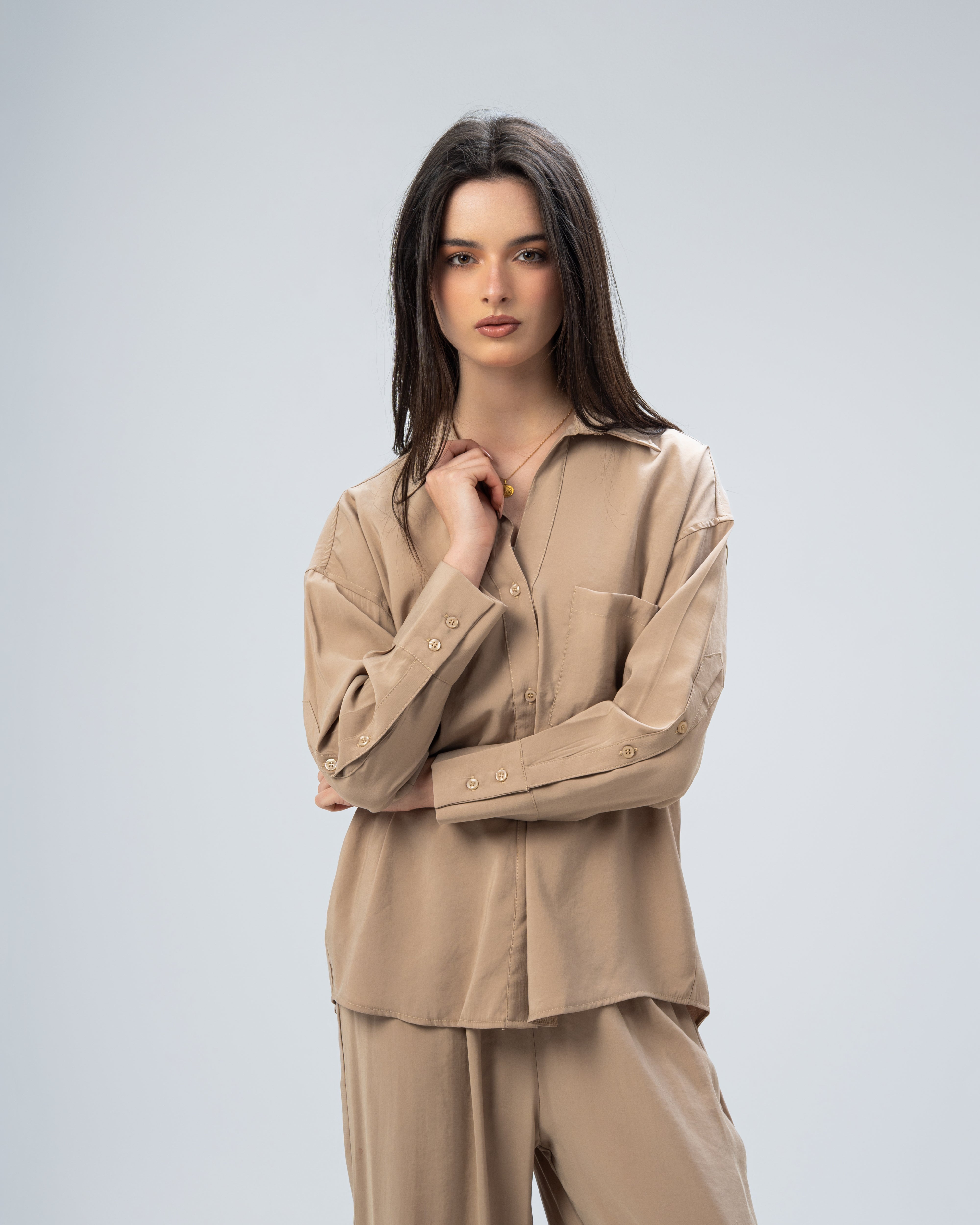 Plain satin shirt