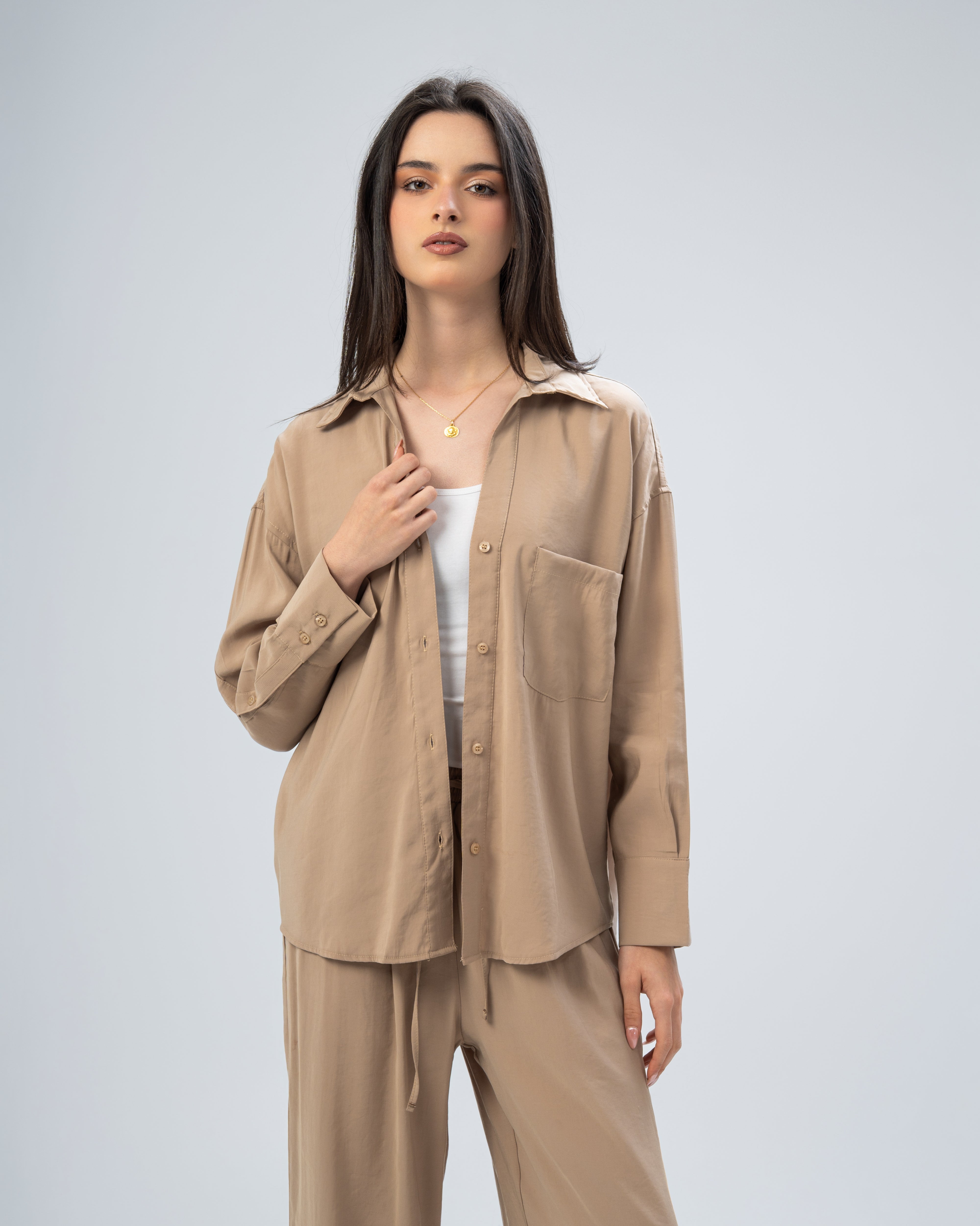 Plain satin shirt