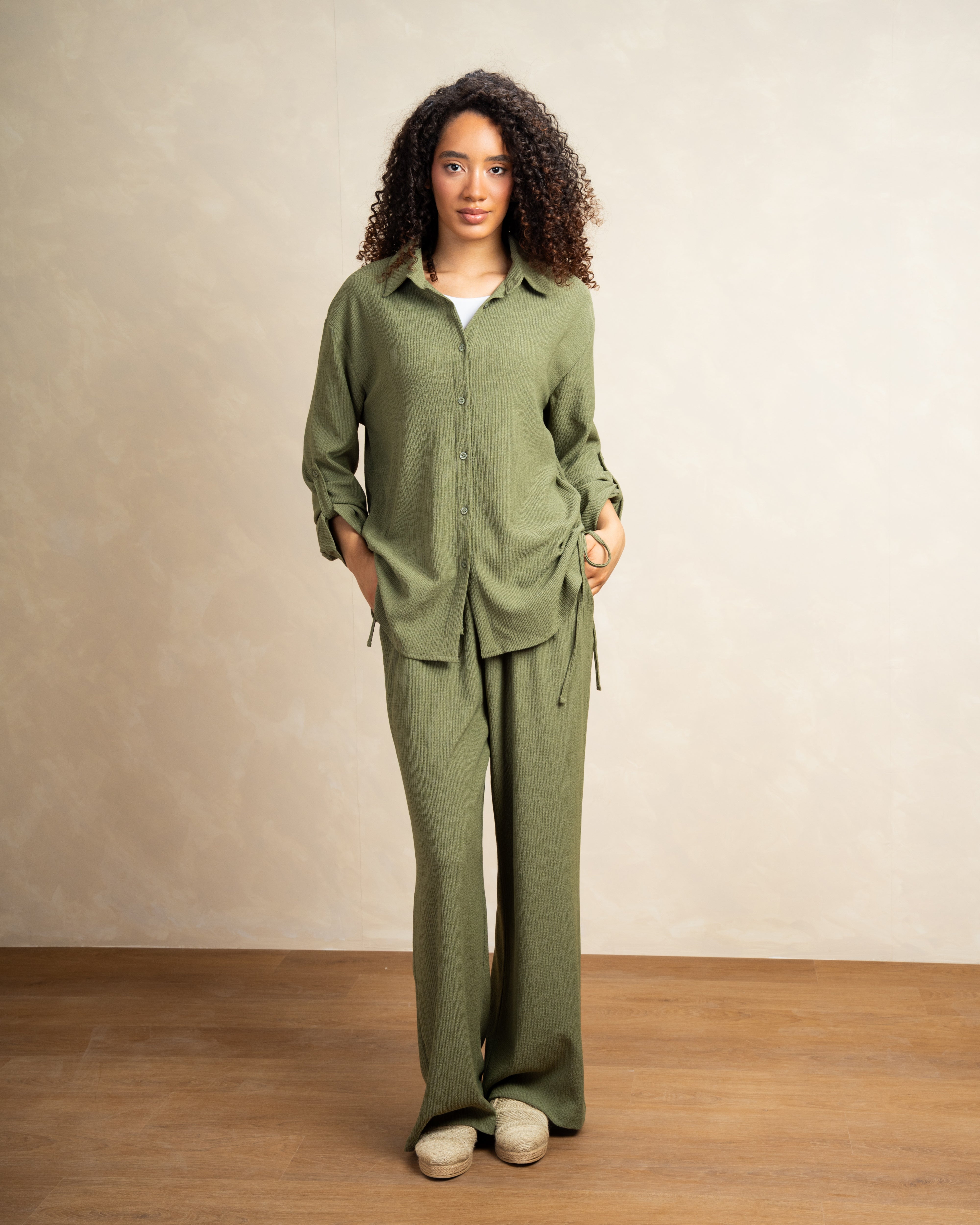 Long Shirt With Side Elastic Tie